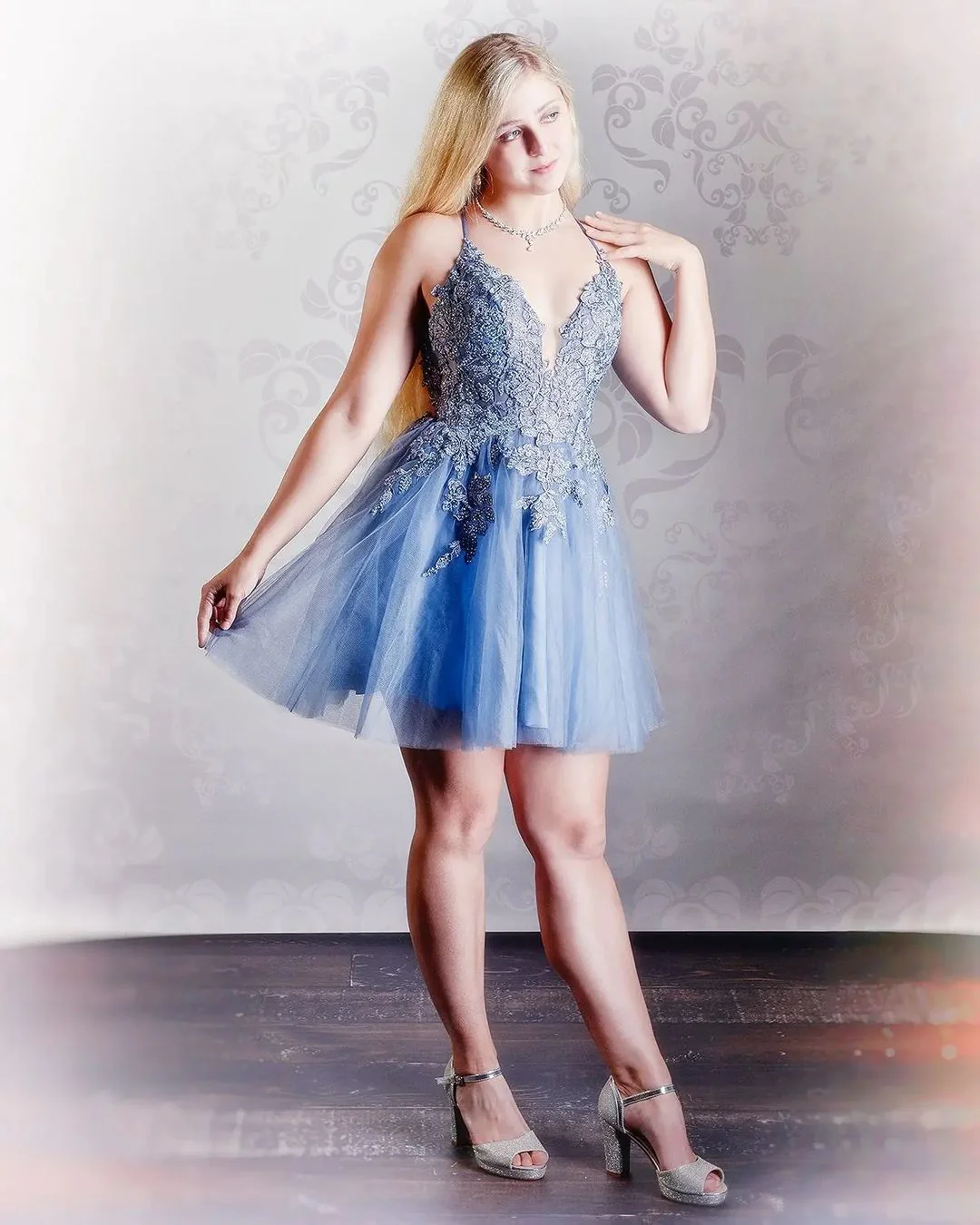 A Line Applique BlushTulle Short Homecoming Dress - Image 3