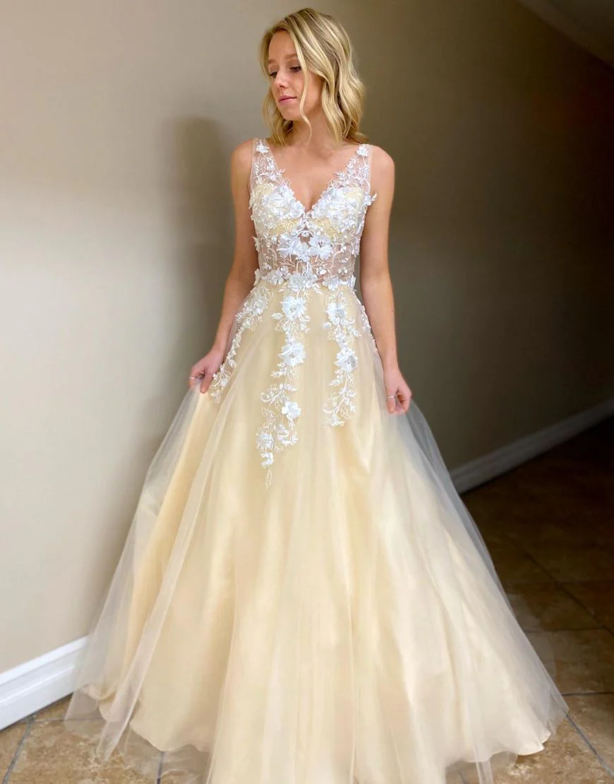 A -Line Floor Length Prom Evening Dress With Appliques - Image 5