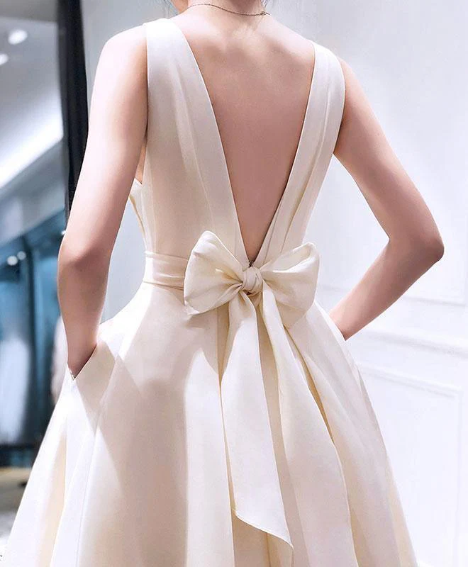 A-line High Low V Neck Tea Length Prom Dress Party Dress PG667 - Image 4
