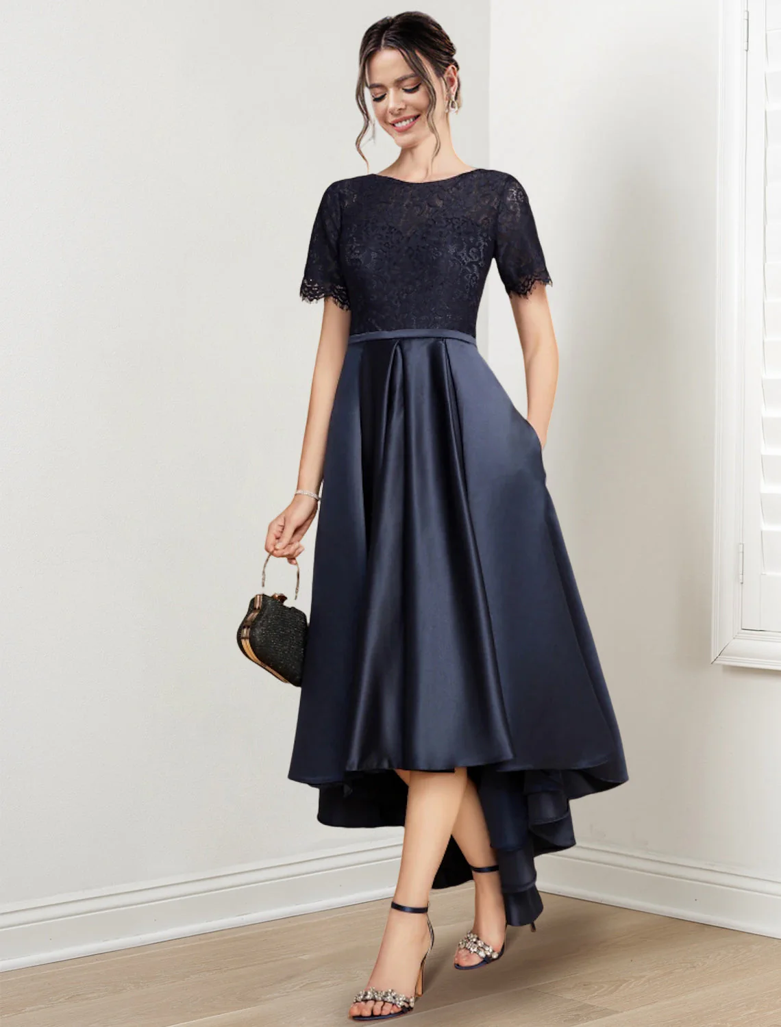 A-Line/Princess Jewel Neck Asymmetrical Mother of the Bride Dresses - Image 3