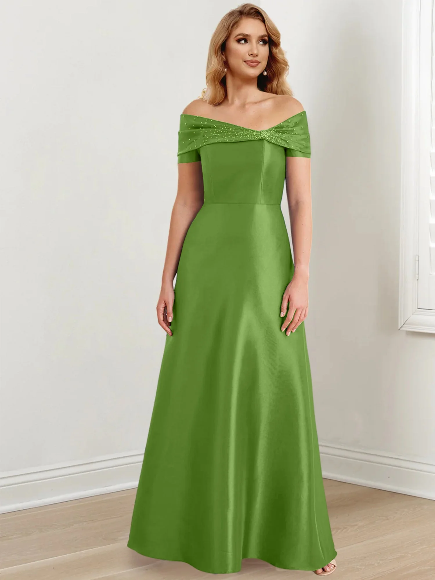 A-Line/Princess Off-the-Shoulder Floor-Length Mother of the Bride Dresses - Image 109