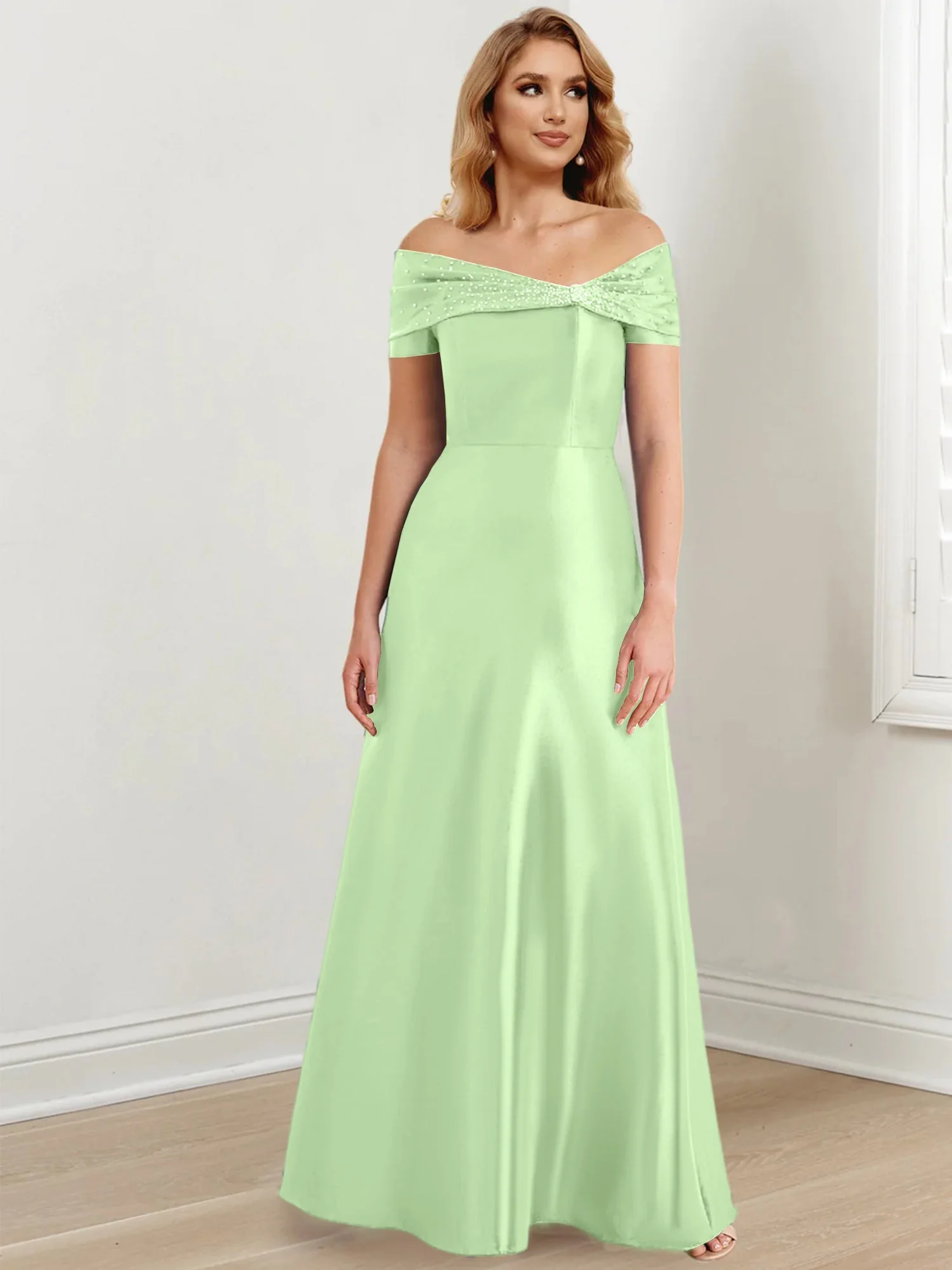 A-Line/Princess Off-the-Shoulder Floor-Length Mother of the Bride Dresses - Image 114