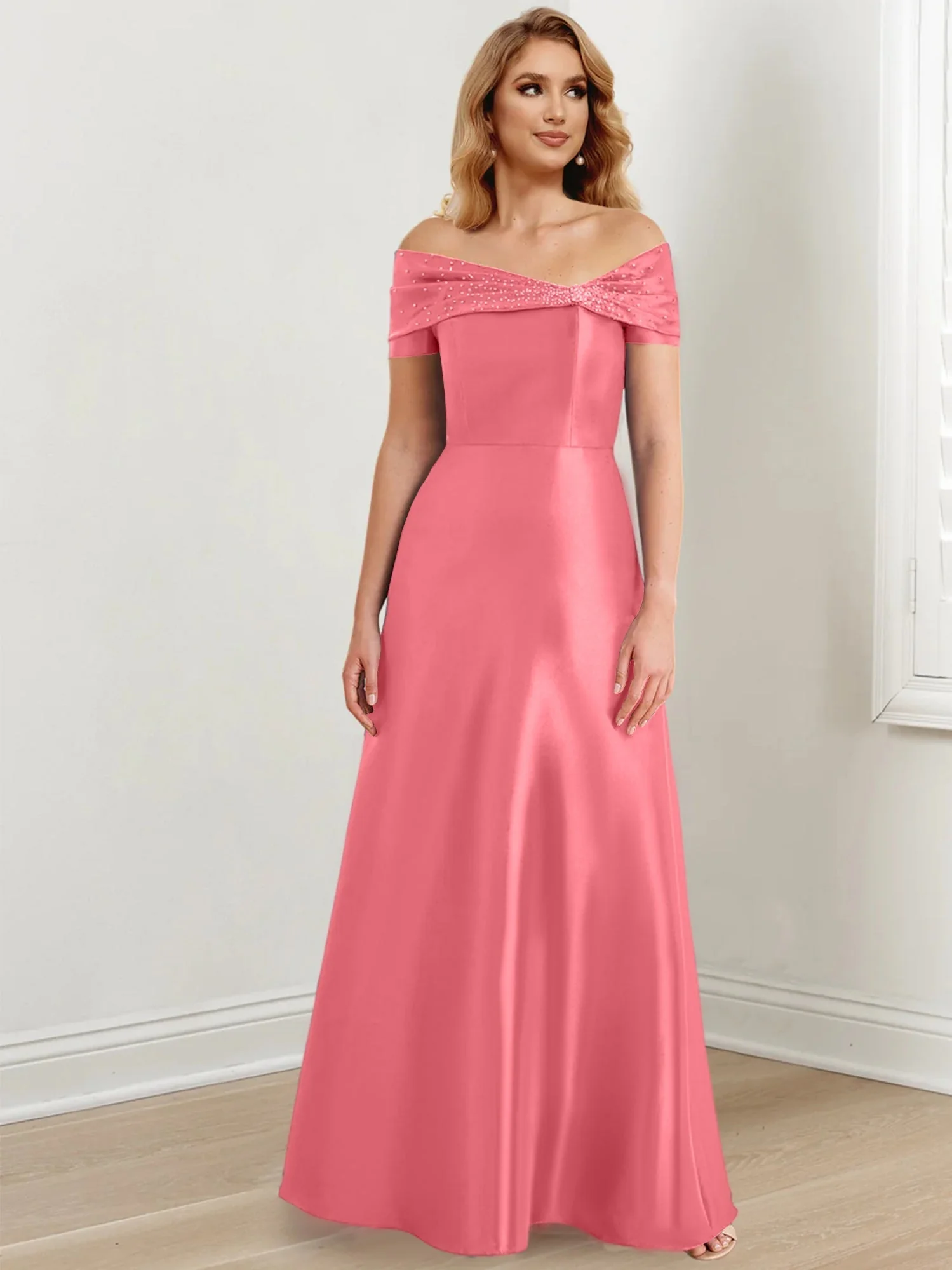 A-Line/Princess Off-the-Shoulder Floor-Length Mother of the Bride Dresses - Image 12