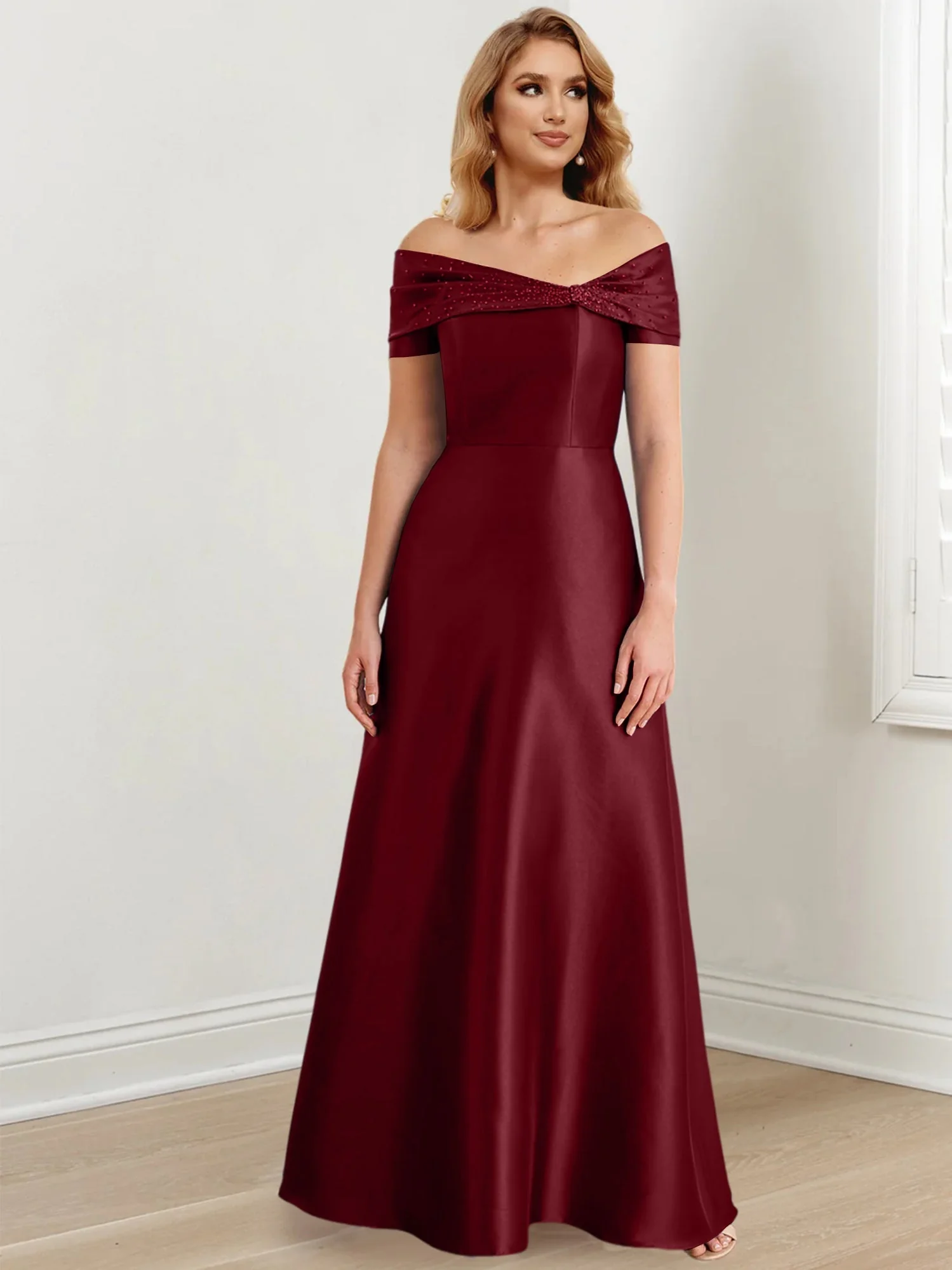 A-Line/Princess Off-the-Shoulder Floor-Length Mother of the Bride Dresses - Image 122