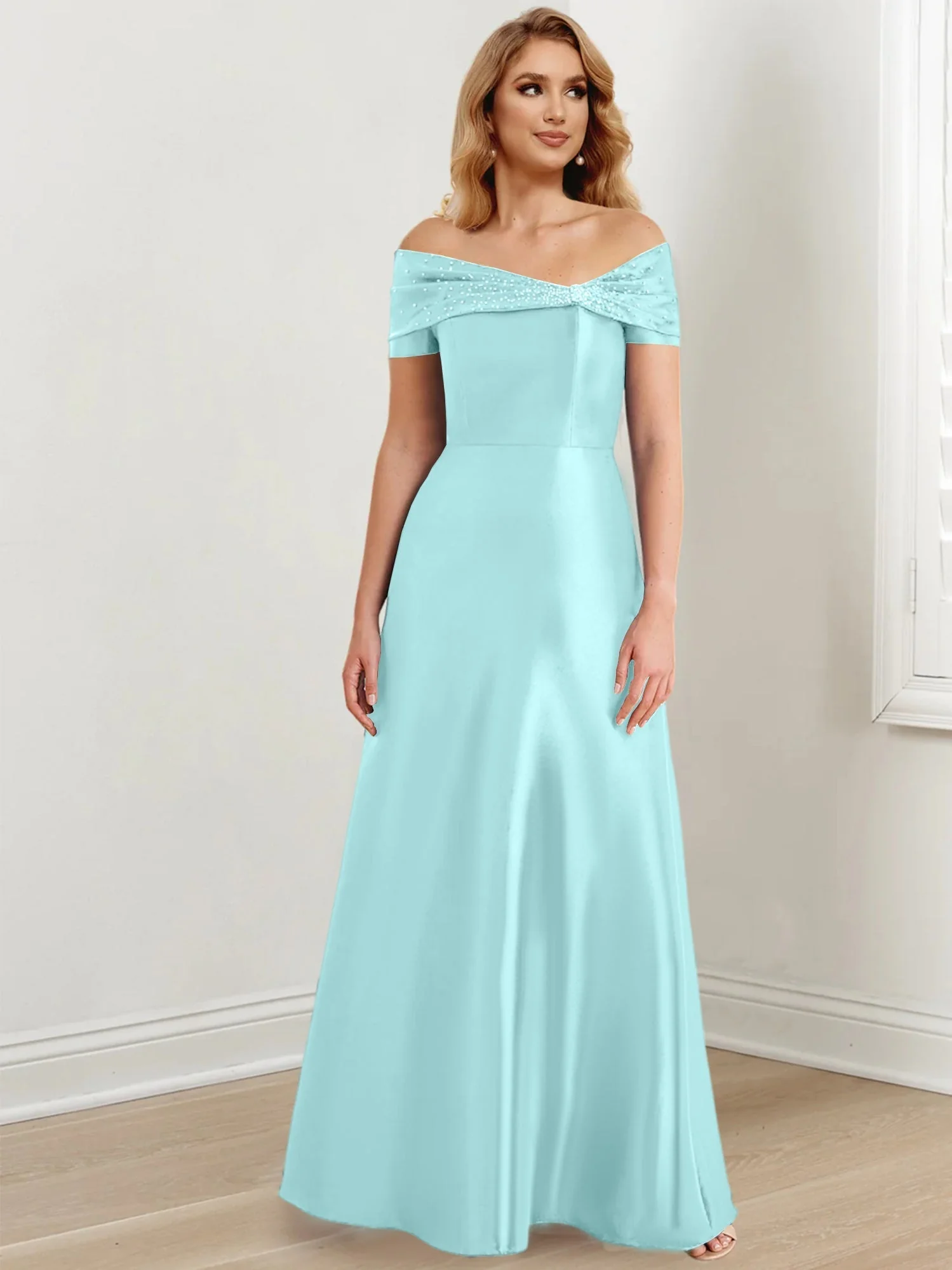 A-Line/Princess Off-the-Shoulder Floor-Length Mother of the Bride Dresses - Image 36