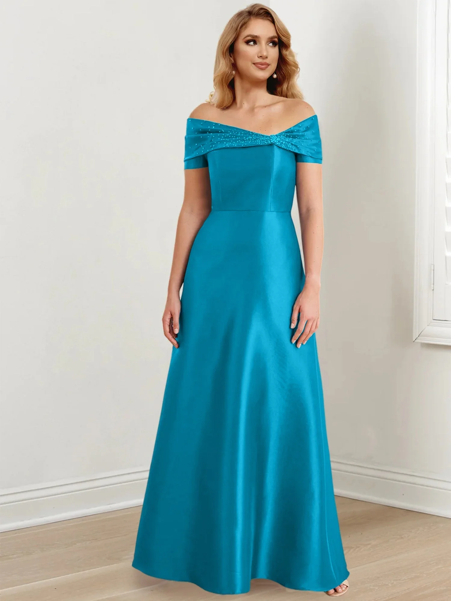 A-Line/Princess Off-the-Shoulder Floor-Length Mother of the Bride Dresses - Image 44