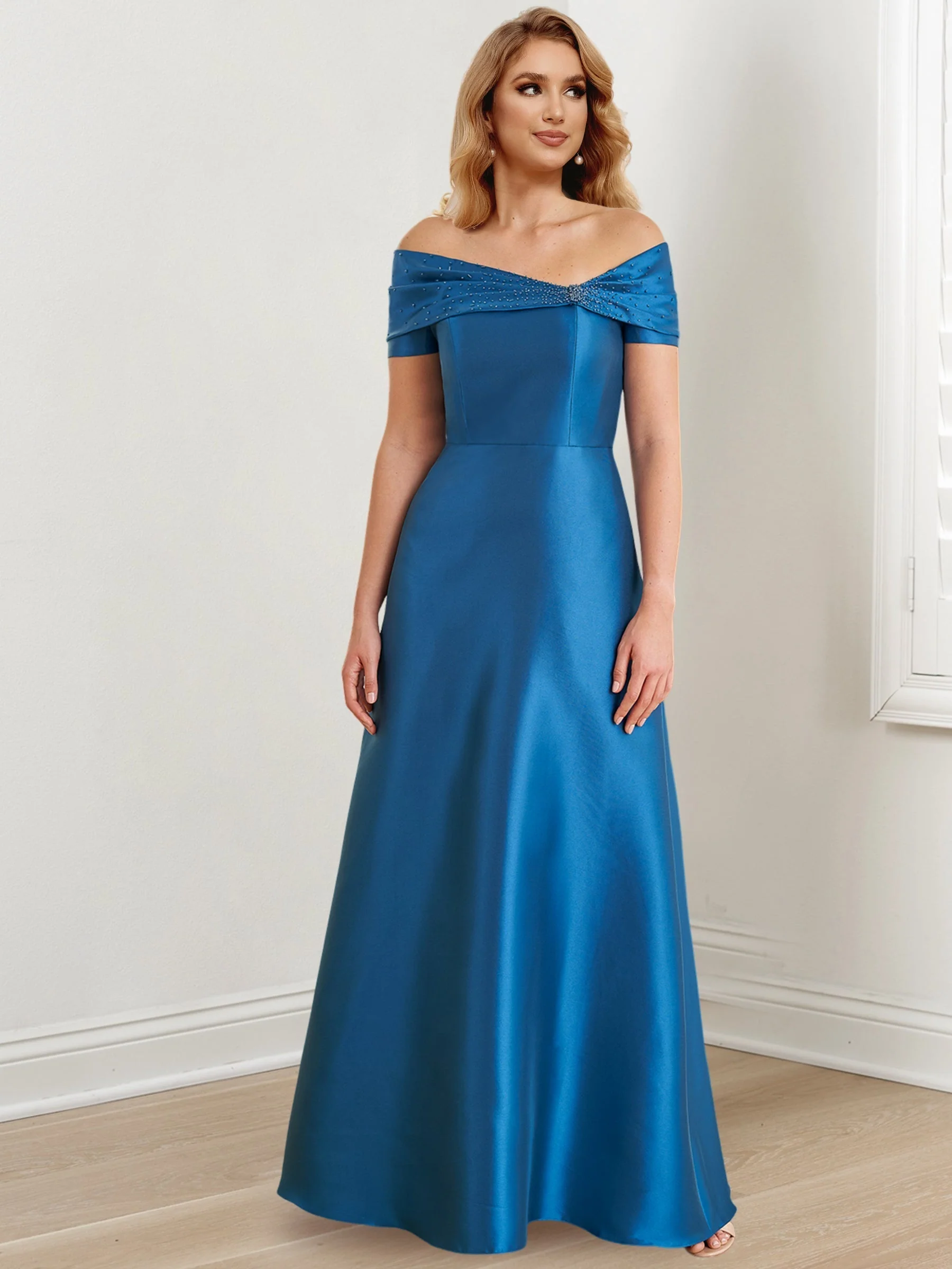 A-Line/Princess Off-the-Shoulder Floor-Length Mother of the Bride Dresses - Image 72