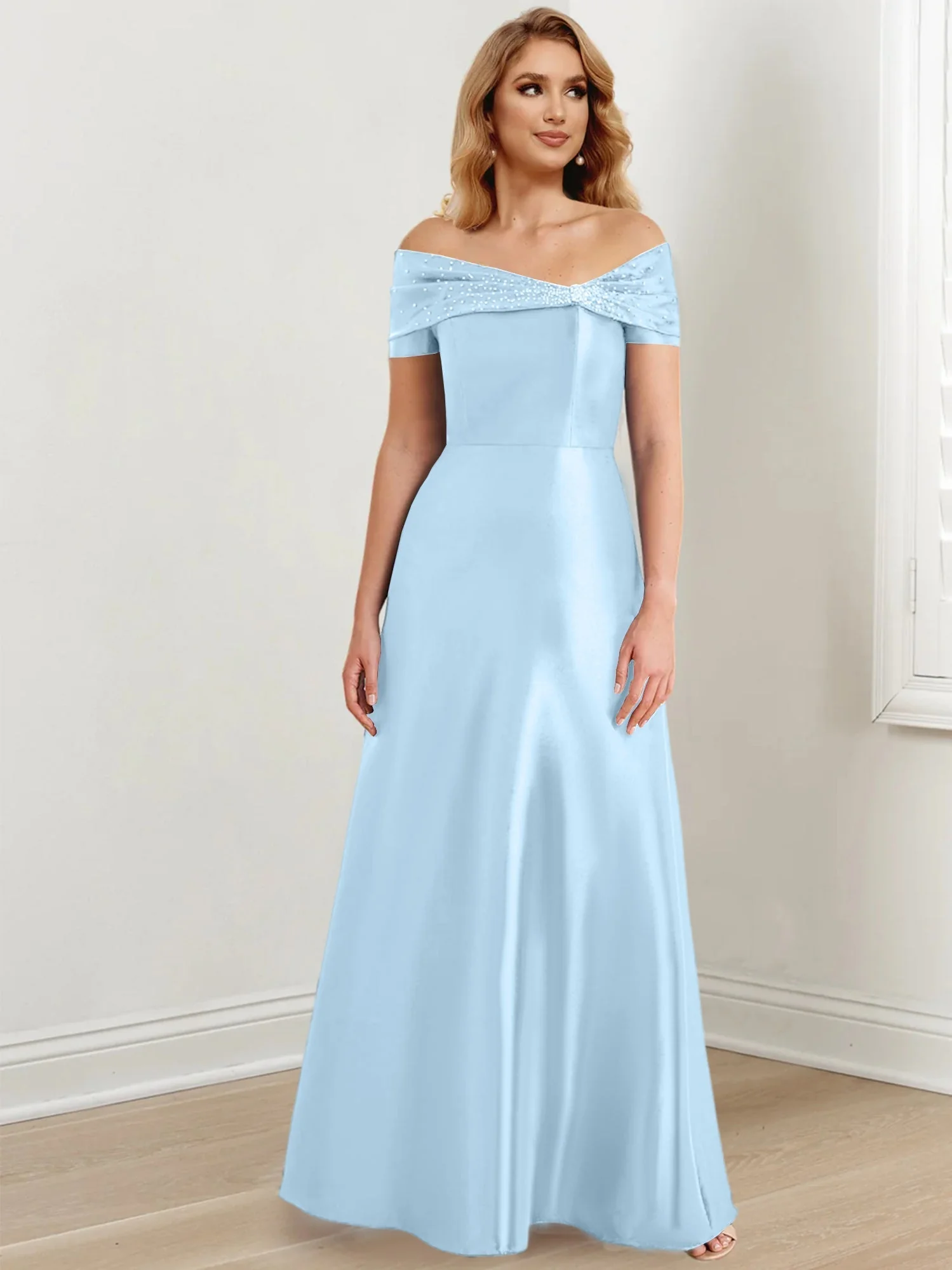 A-Line/Princess Off-the-Shoulder Floor-Length Mother of the Bride Dresses - Image 79