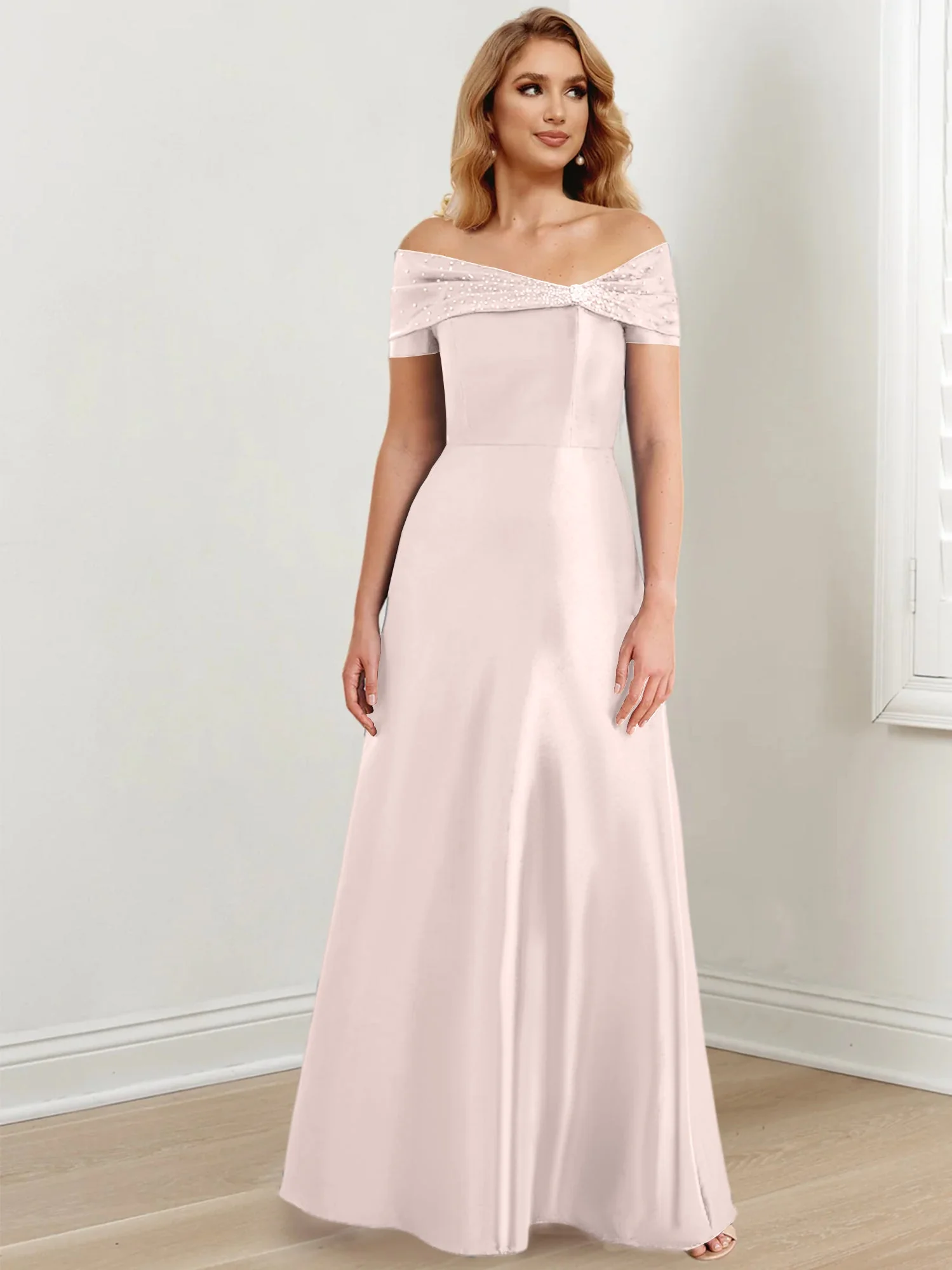 A-Line/Princess Off-the-Shoulder Floor-Length Mother of the Bride Dresses - Image 84