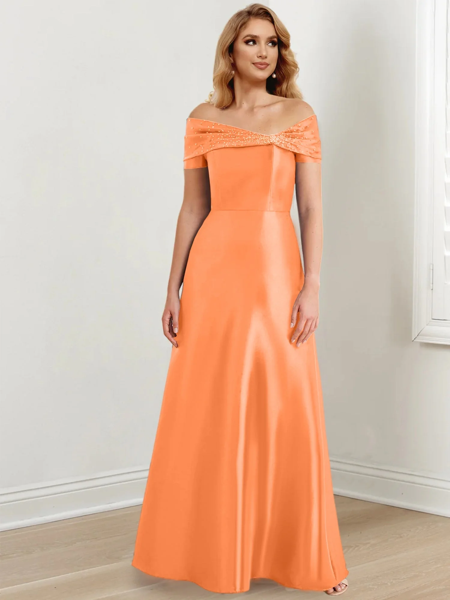A-Line/Princess Off-the-Shoulder Floor-Length Mother of the Bride Dresses - Image 87