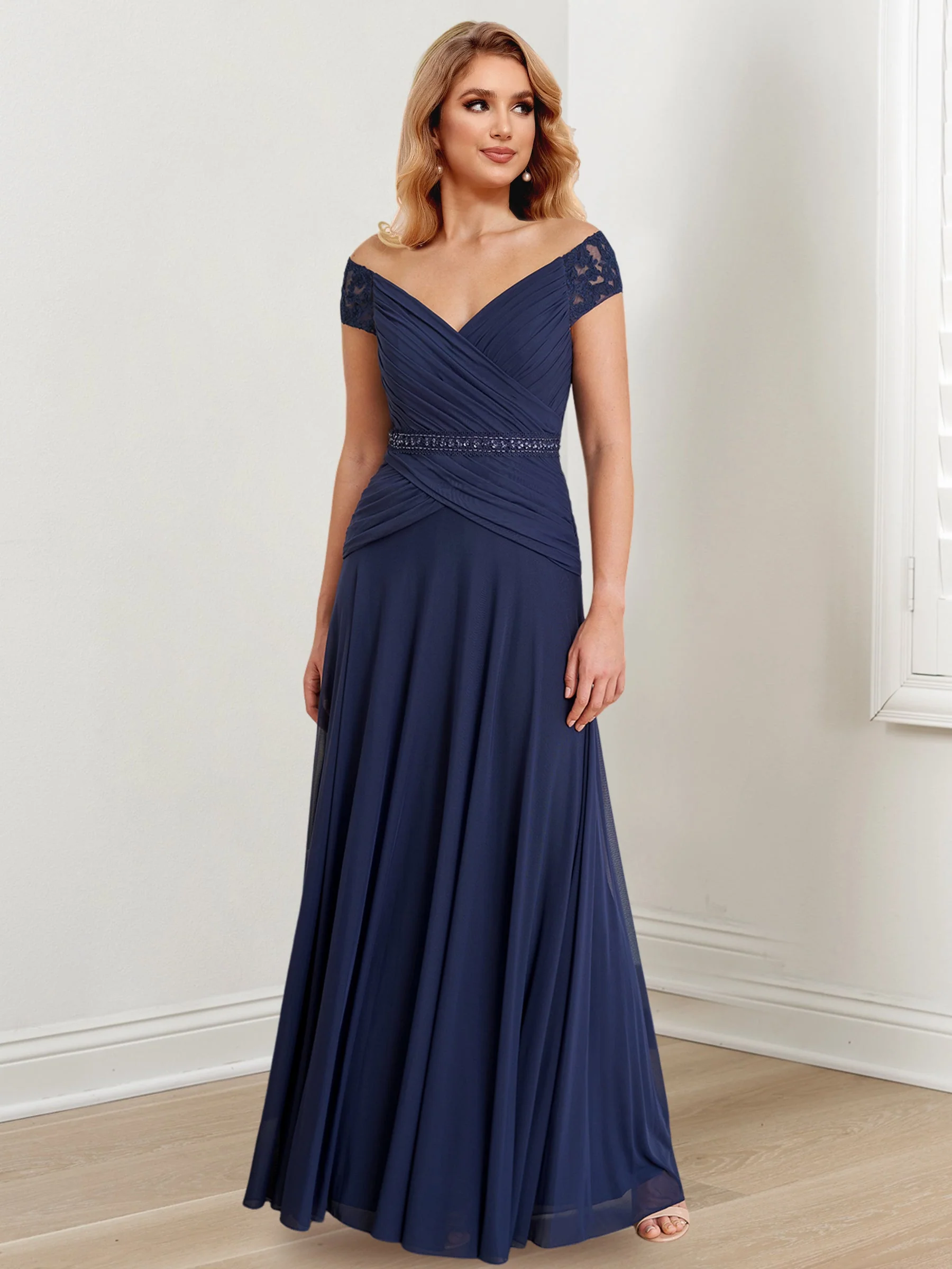 A-Line/Princess Off-the-Shoulder Floor-Length Mother of the Bride Dresses - Image 4