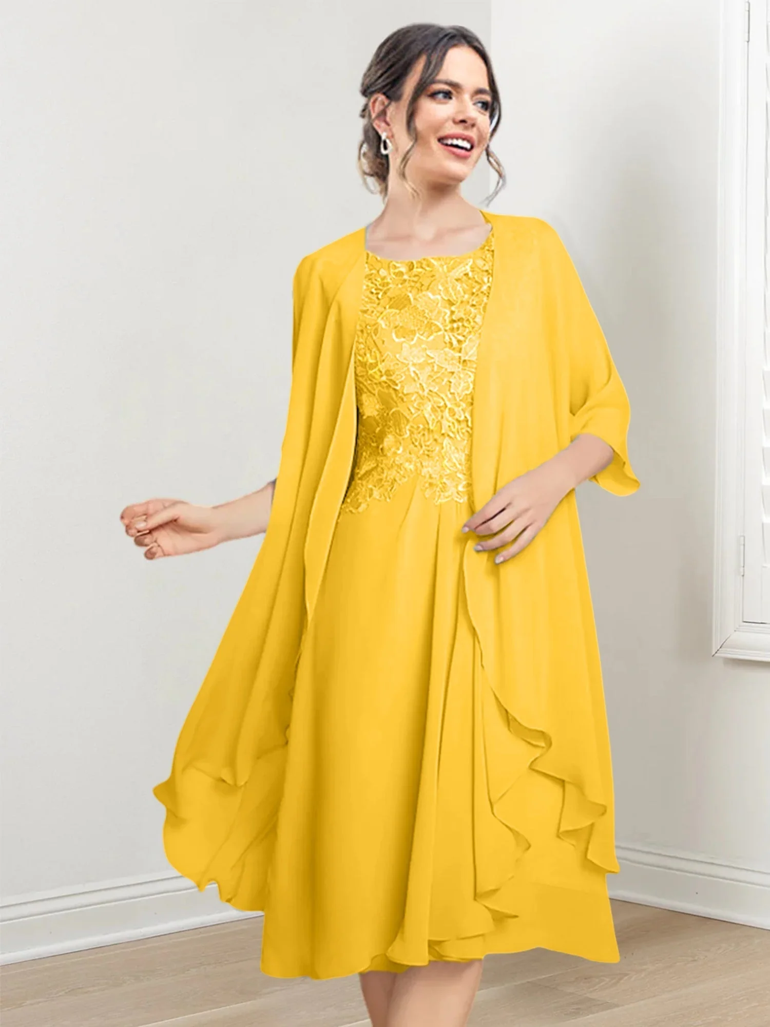 A-Line/Princess Scoop Knee-Length Mother of the Bride Dresses - Image 127