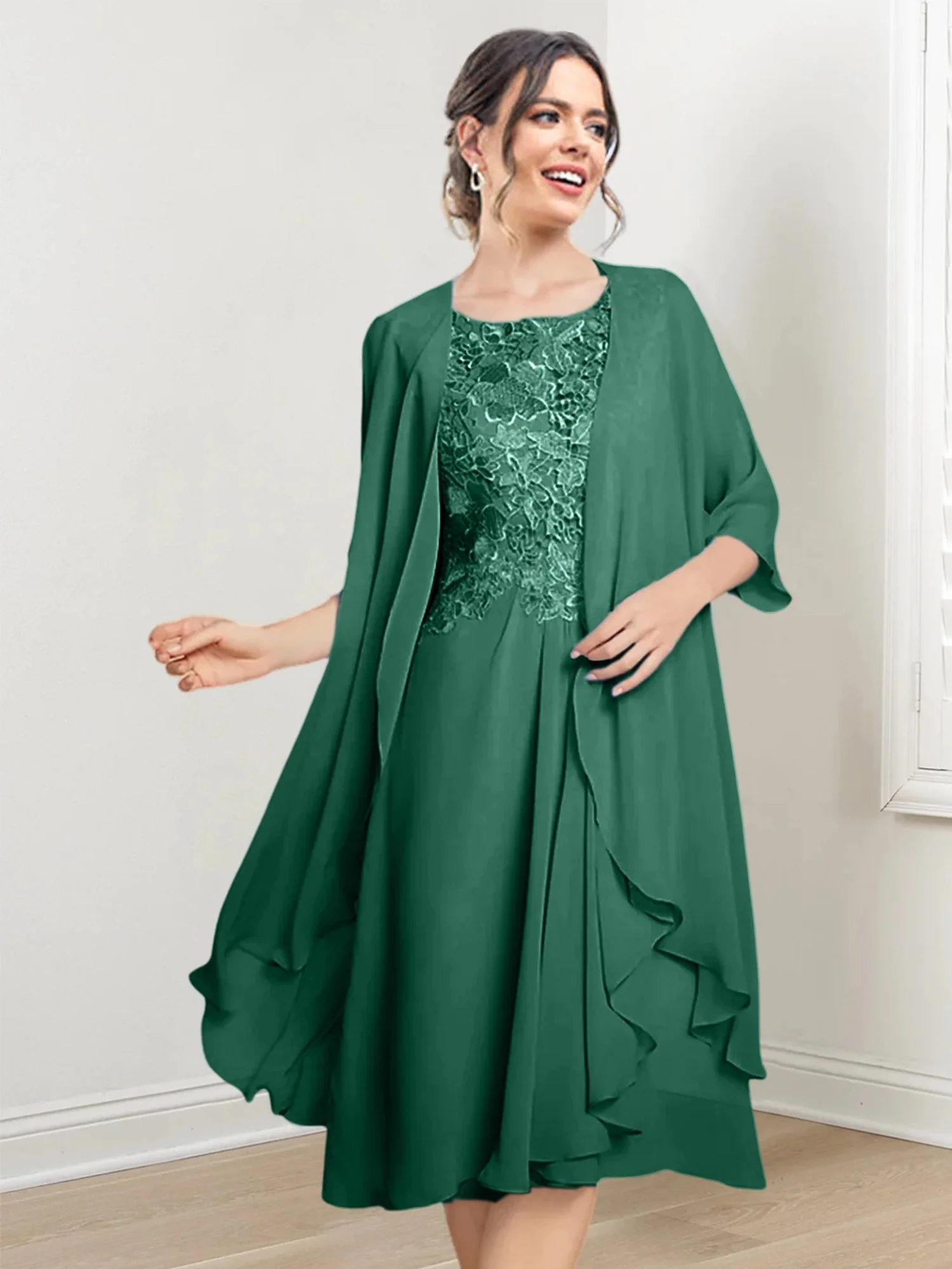 A-Line/Princess Scoop Knee-Length Mother of the Bride Dresses - Image 87