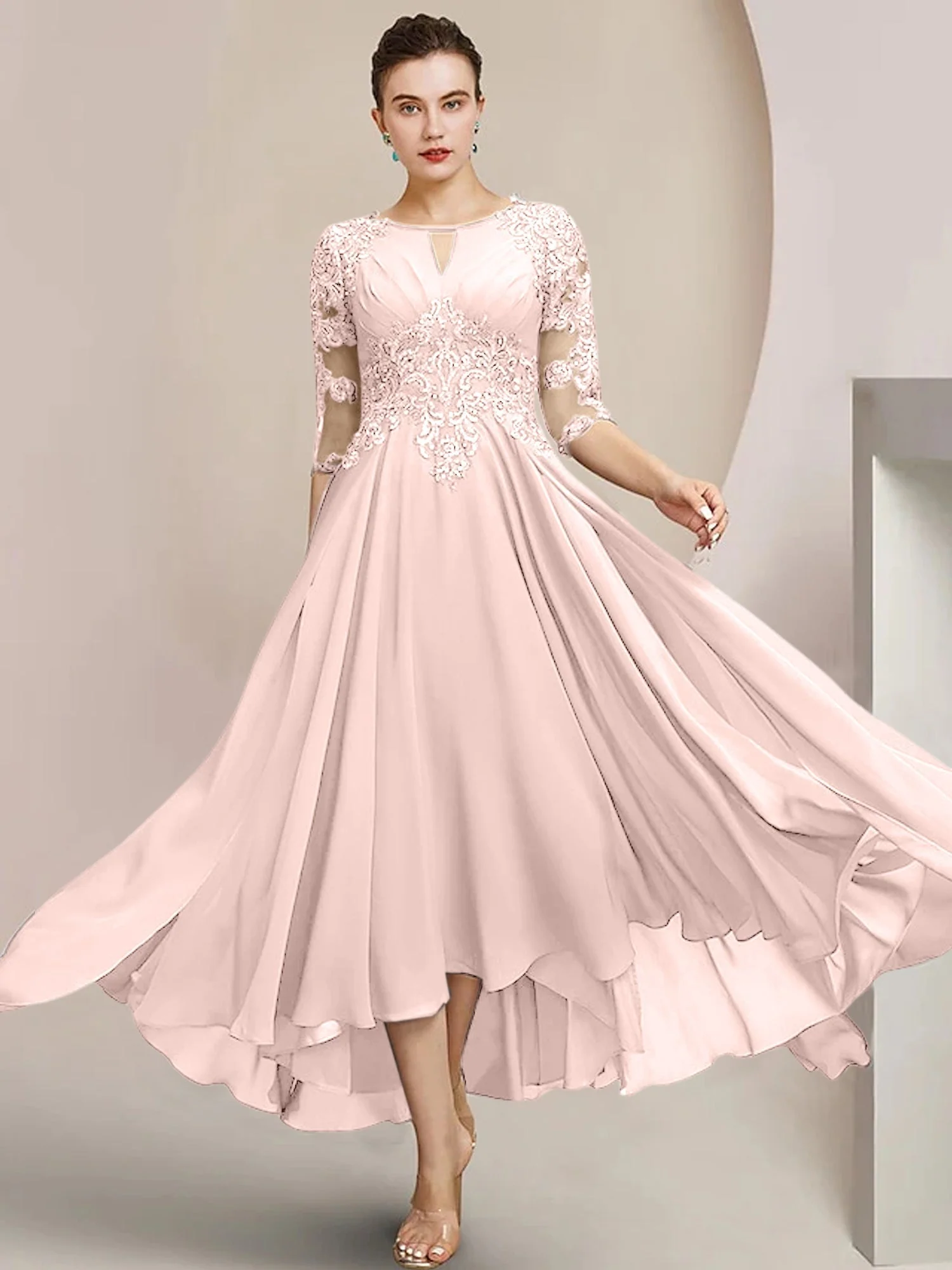 A-Line/Princess Scoop Tea-Length Mother of the Bride Dresses - Image 102