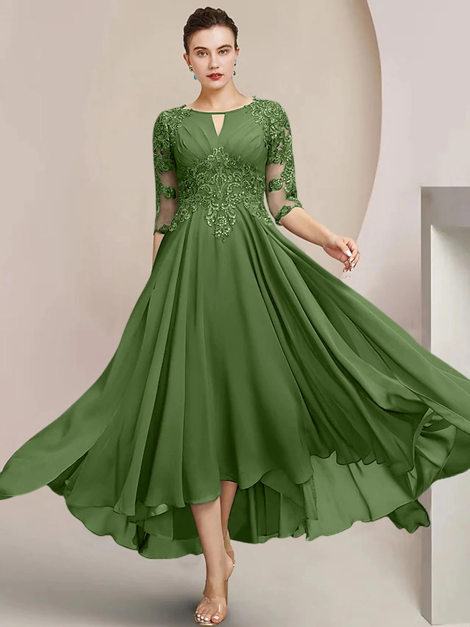 A-Line/Princess Scoop Tea-Length Mother of the Bride Dresses - Image 115