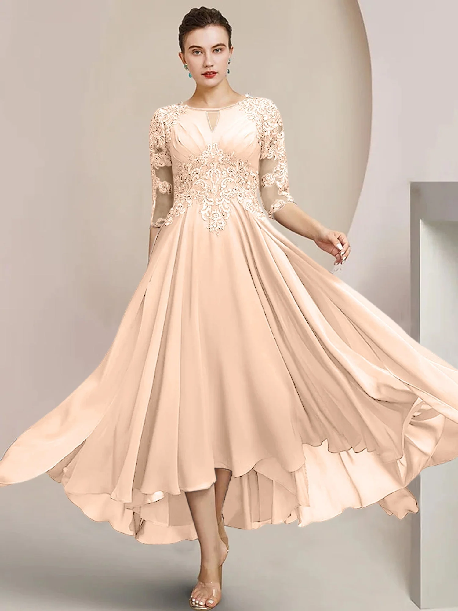 A-Line/Princess Scoop Tea-Length Mother of the Bride Dresses - Image 118