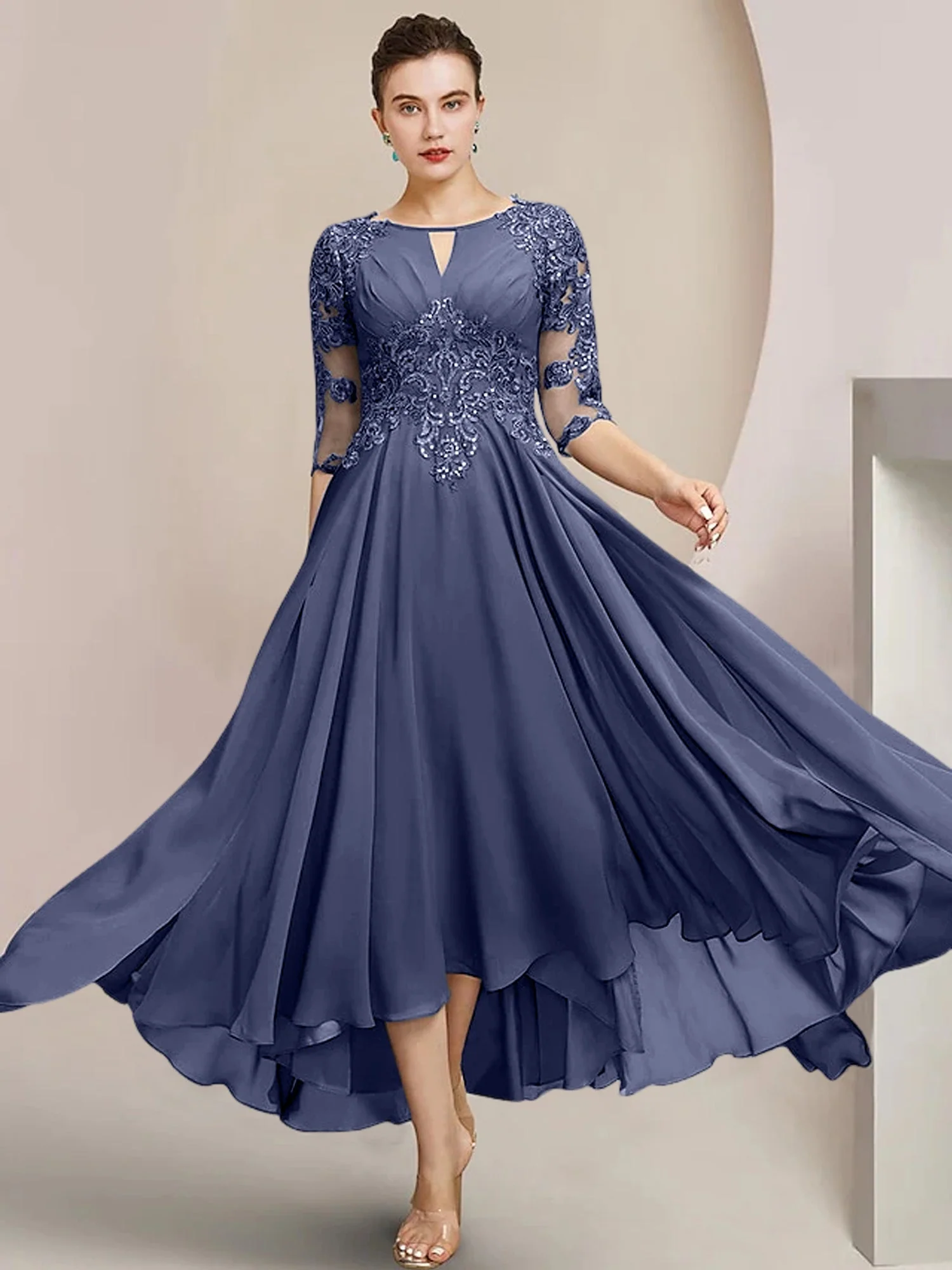 A-Line/Princess Scoop Tea-Length Mother of the Bride Dresses - Image 134