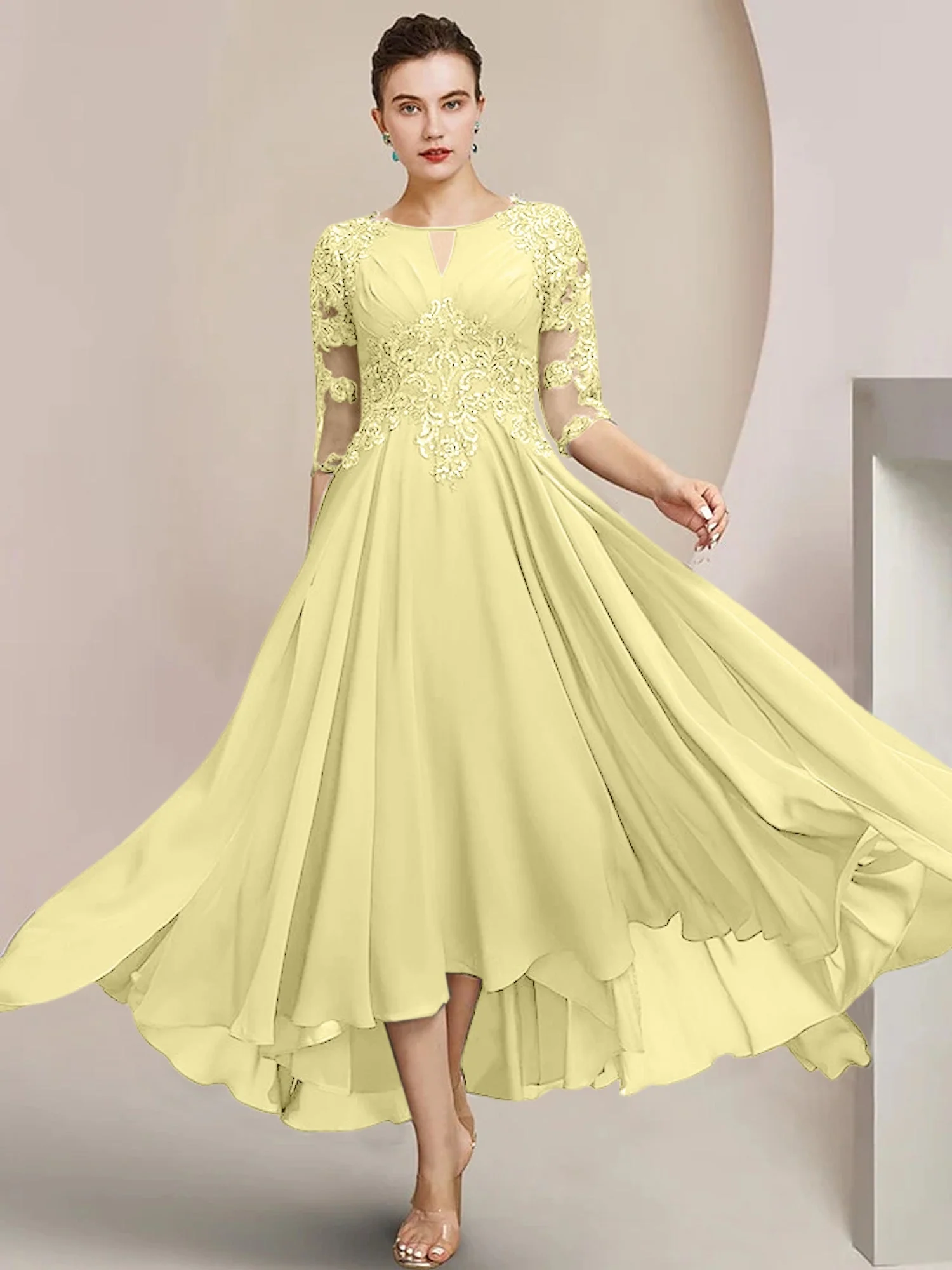 A-Line/Princess Scoop Tea-Length Mother of the Bride Dresses - Image 79
