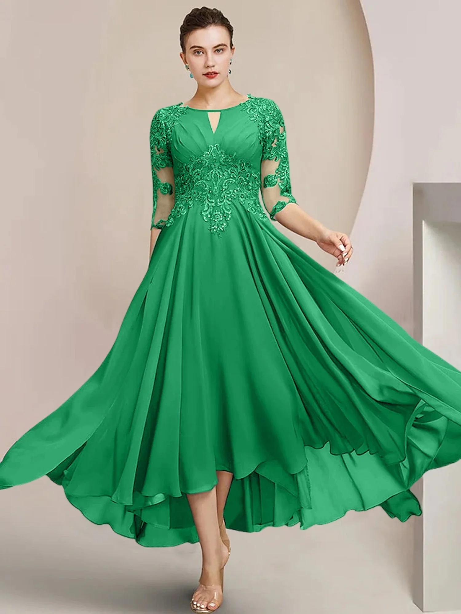 A-Line/Princess Scoop Tea-Length Mother of the Bride Dresses - Image 95