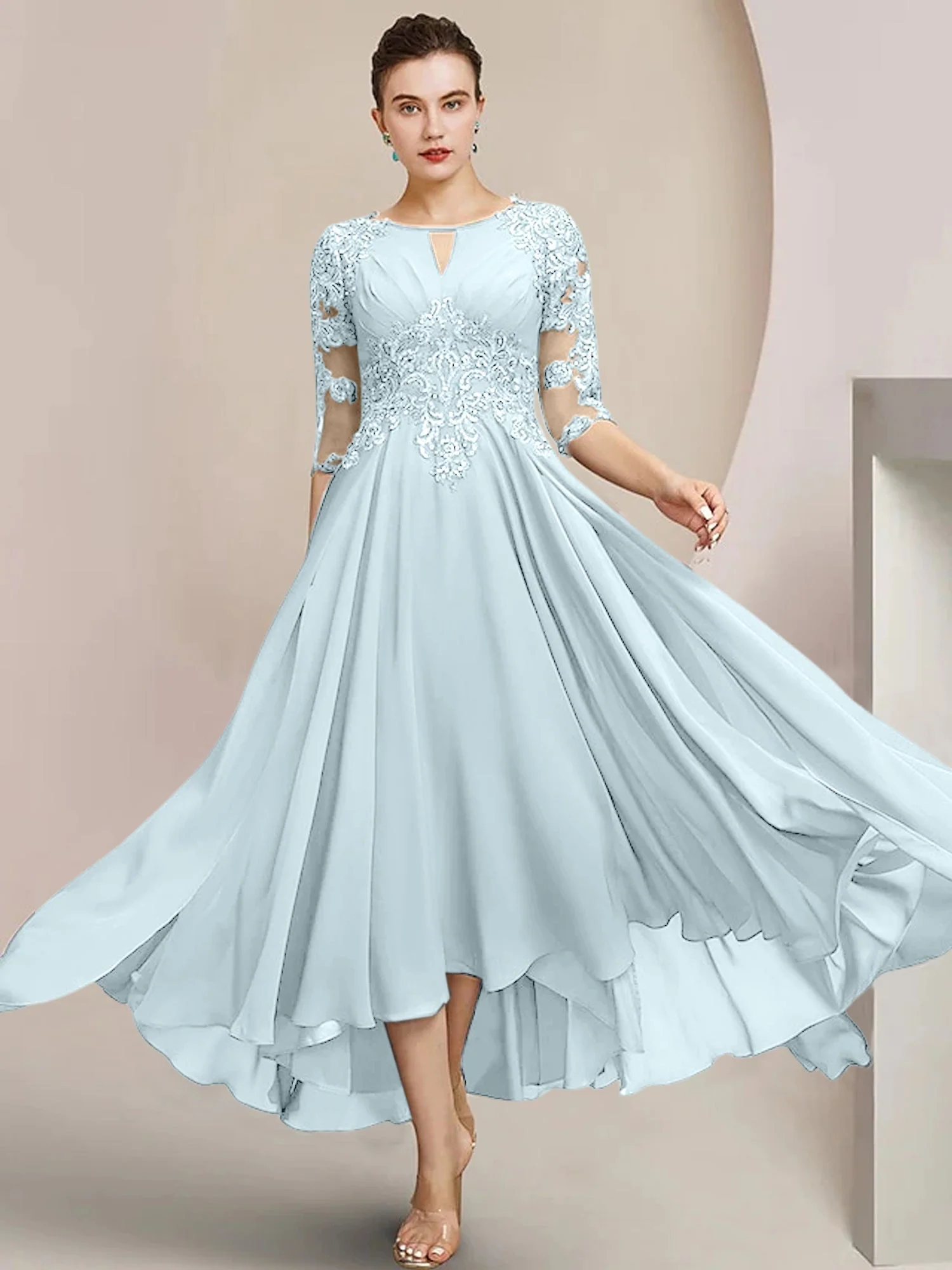 A-Line/Princess Scoop Tea-Length Mother of the Bride Dresses - Image 99
