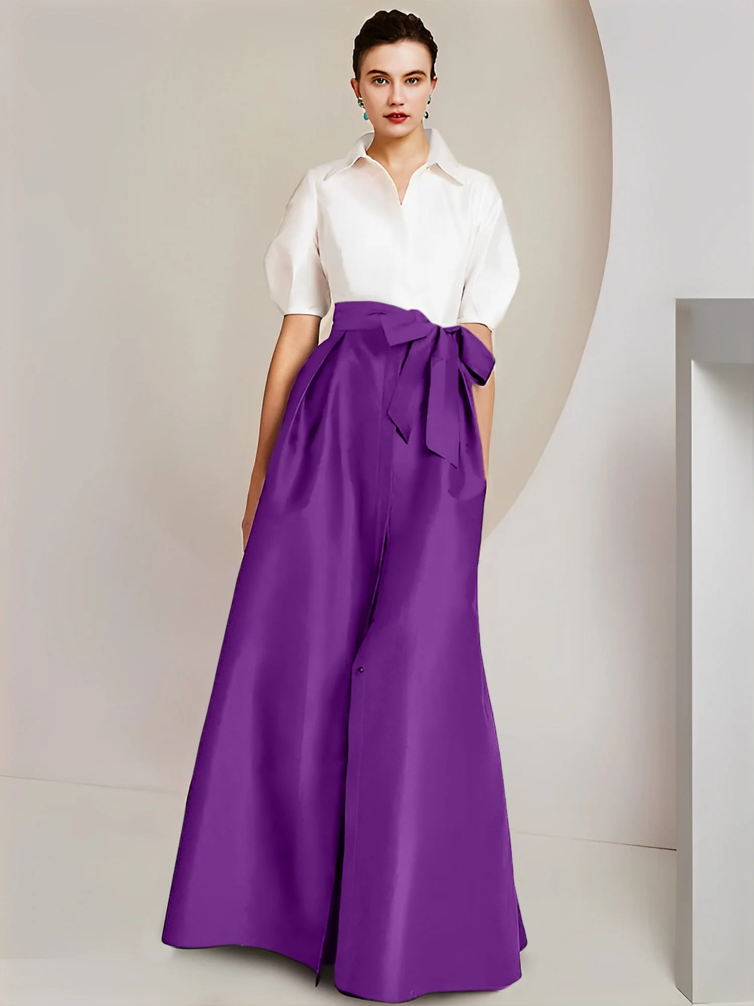 A-Line/Princess Shirt Collar Short Sleeves 2 pieces Mother Of The Bride Dresses - Image 93