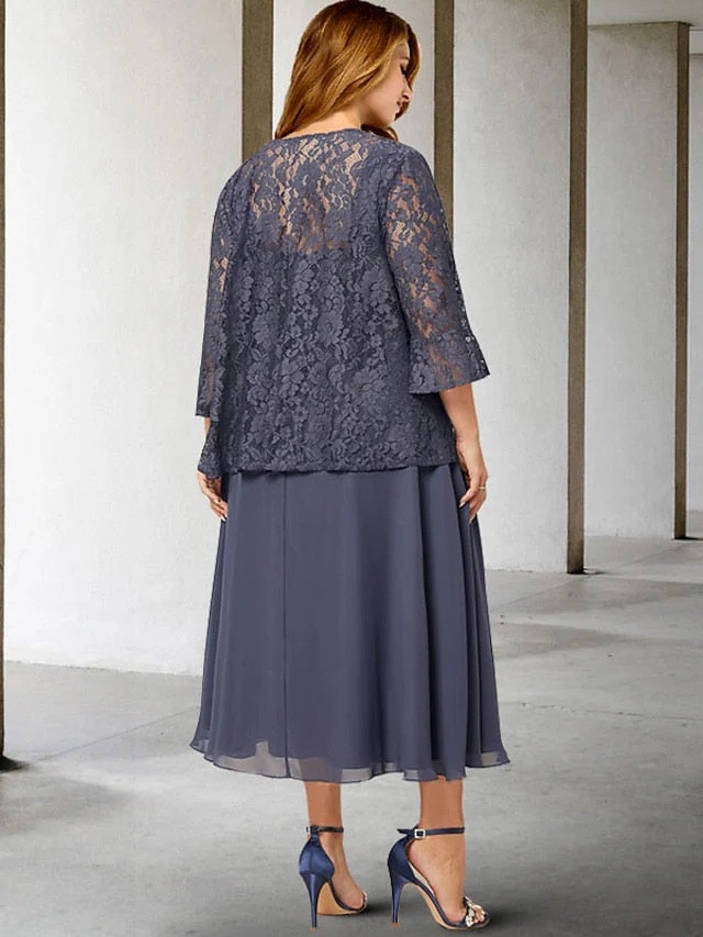 A-Line/Princess Spaghetti Straps Tea-Length Mother of the Bride Dresses - Image 2