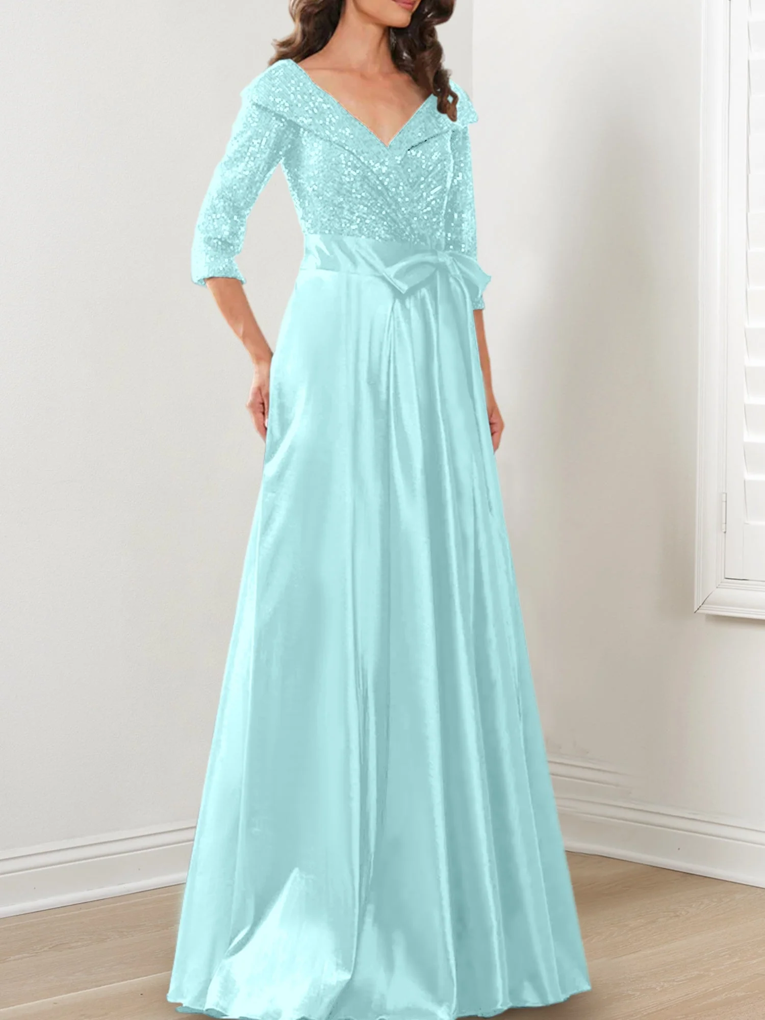 A-Line/Princess V-Neck Floor-Length Mother of the Bride Dresses - Image 106