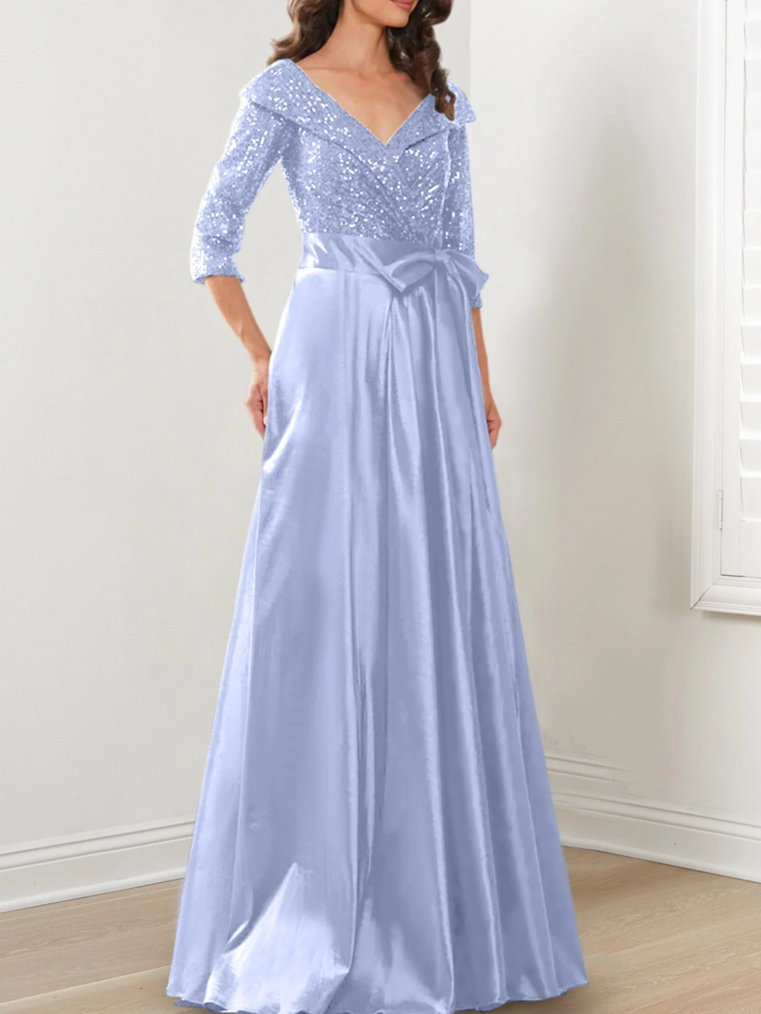 A-Line/Princess V-Neck Floor-Length Mother of the Bride Dresses - Image 22