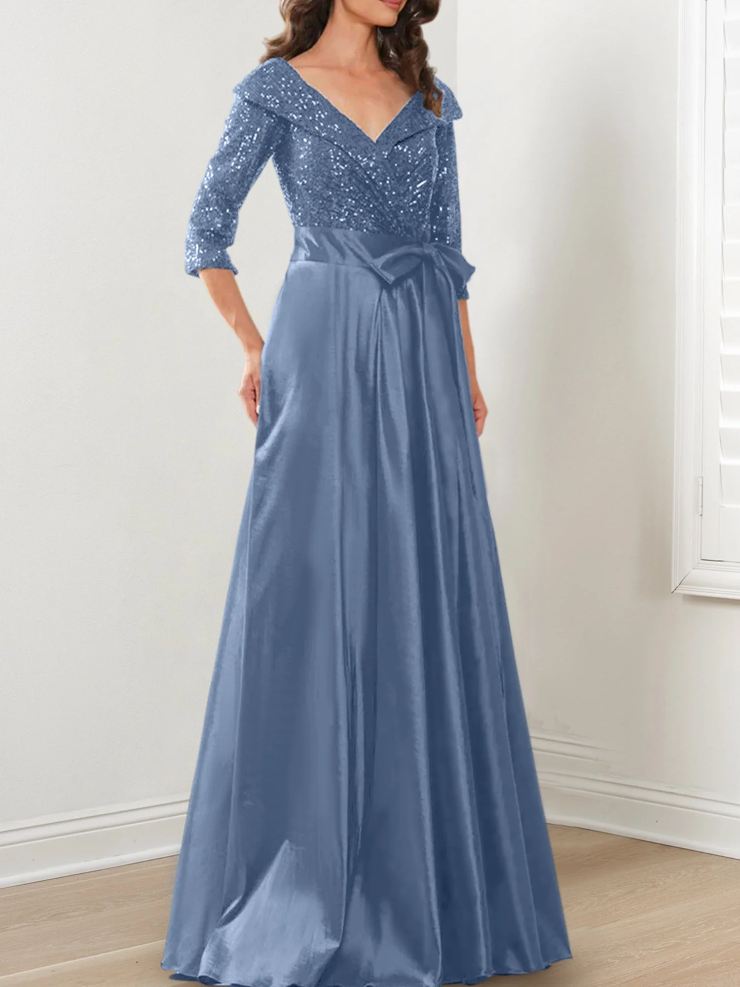 A-Line/Princess V-Neck Floor-Length Mother of the Bride Dresses - Image 58