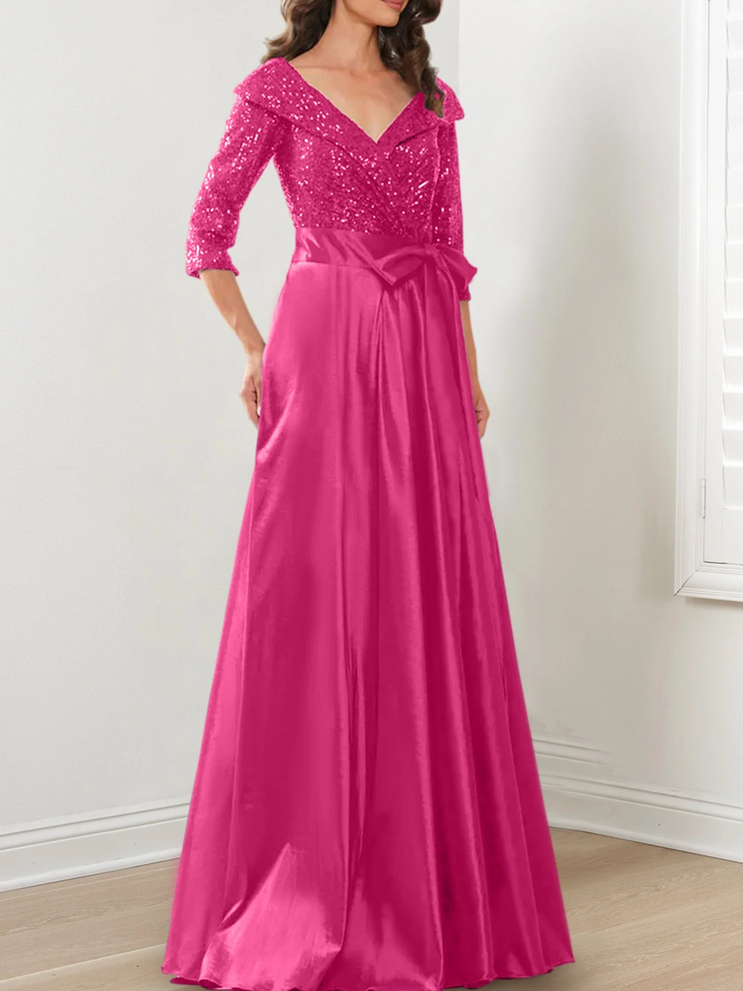 A-Line/Princess V-Neck Floor-Length Mother of the Bride Dresses - Image 69