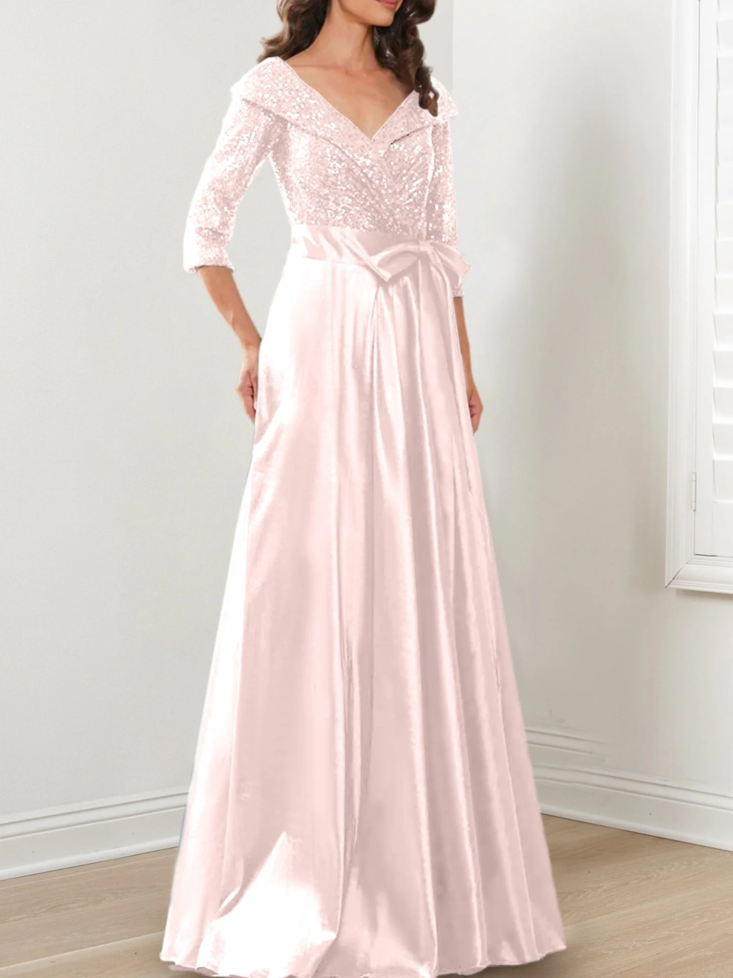 A-Line/Princess V-Neck Floor-Length Mother of the Bride Dresses - Image 78