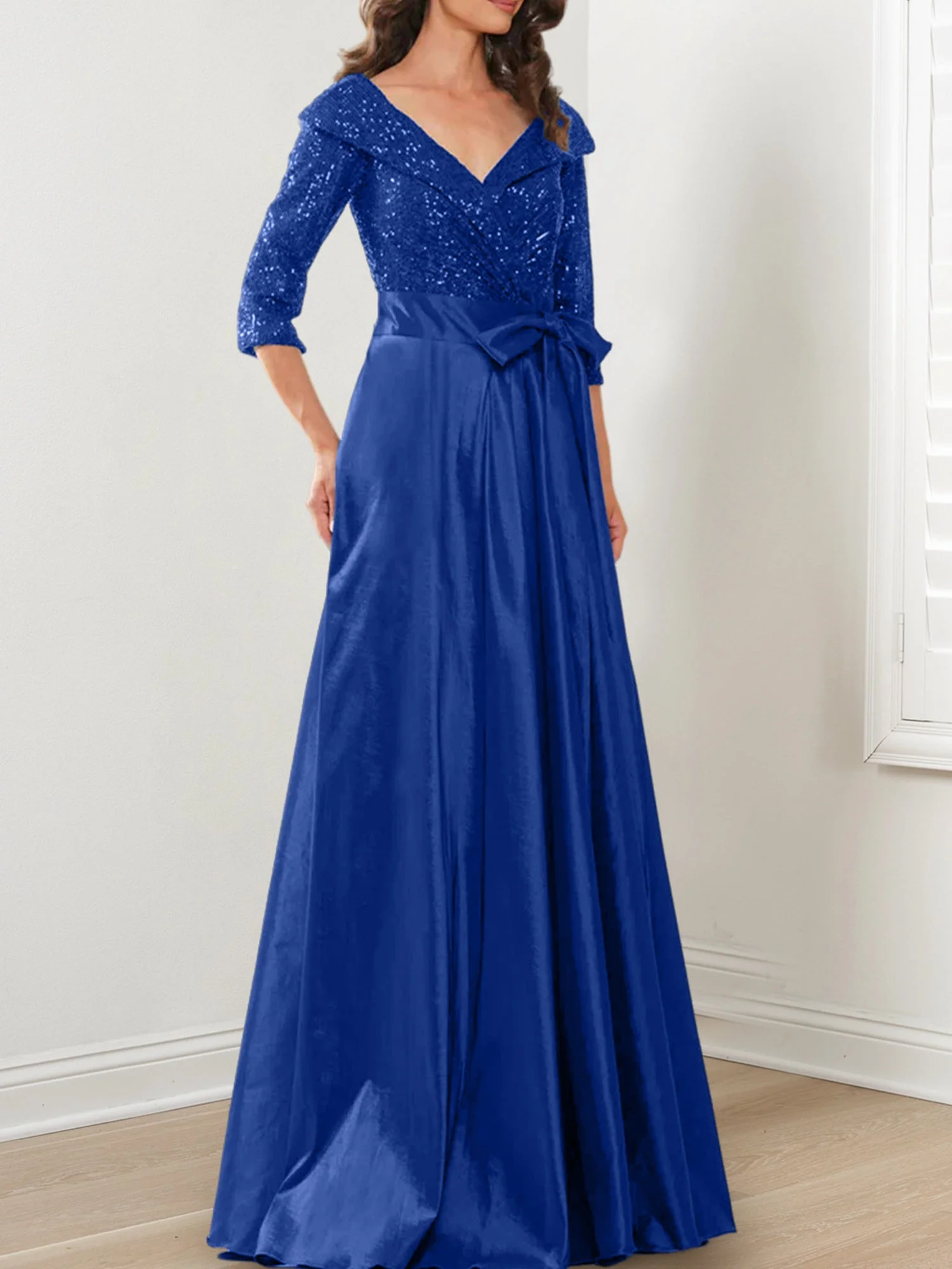 A-Line/Princess V-Neck Floor-Length Mother of the Bride Dresses - Image 85