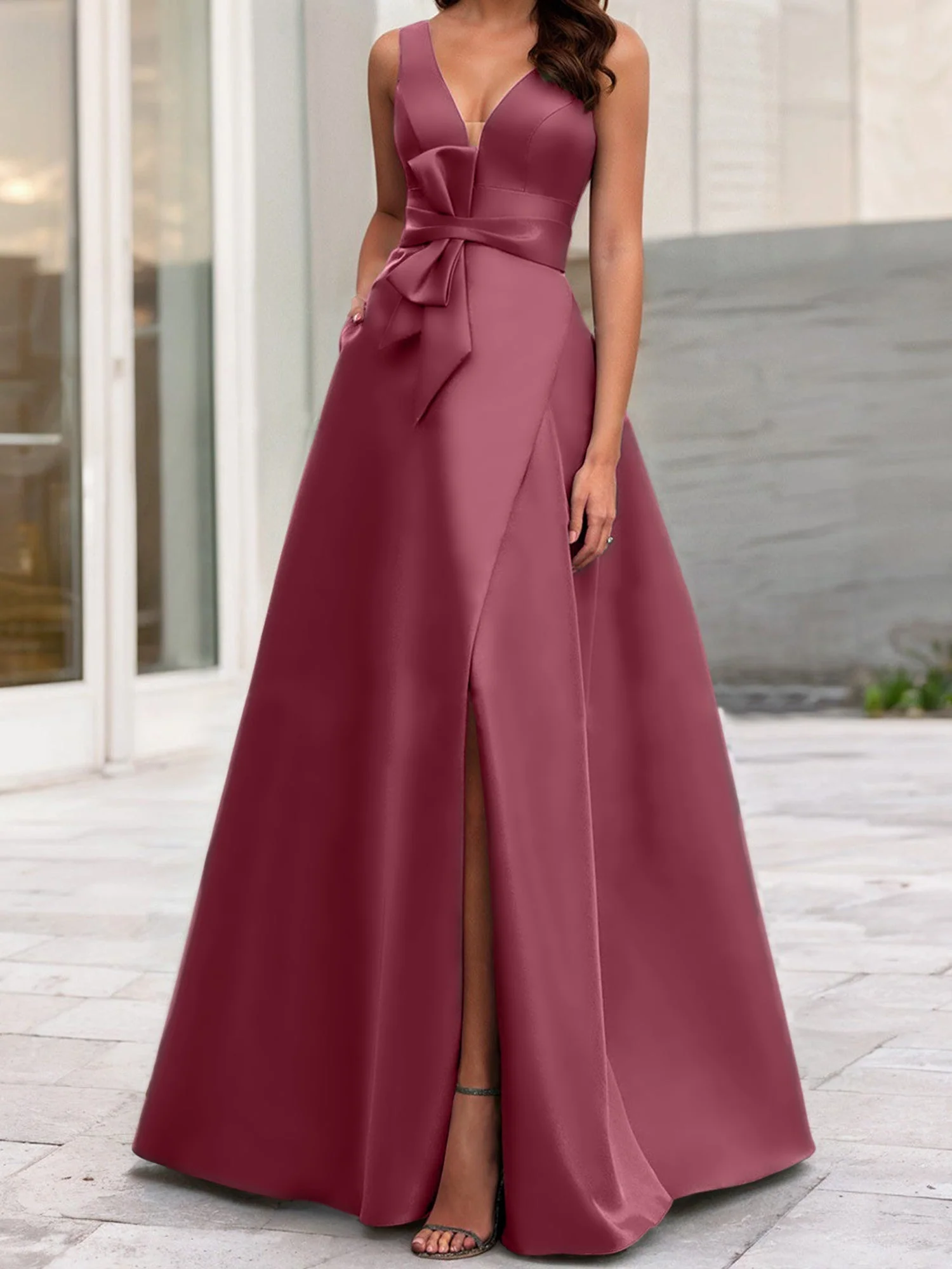 A-Line/Princess V-Neck Sleeveless Mother Of The Bride Dresses With Split Side - Image 105