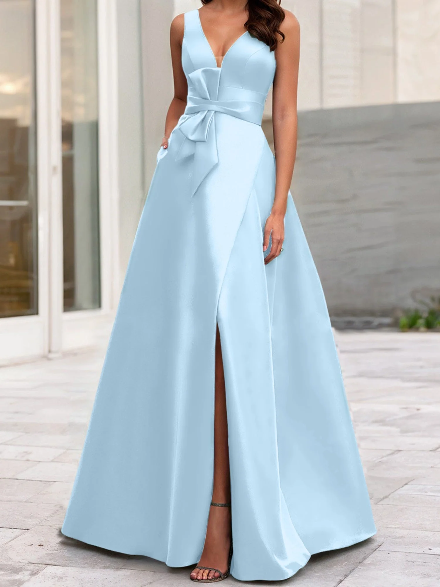 A-Line/Princess V-Neck Sleeveless Mother Of The Bride Dresses With Split Side - Image 125