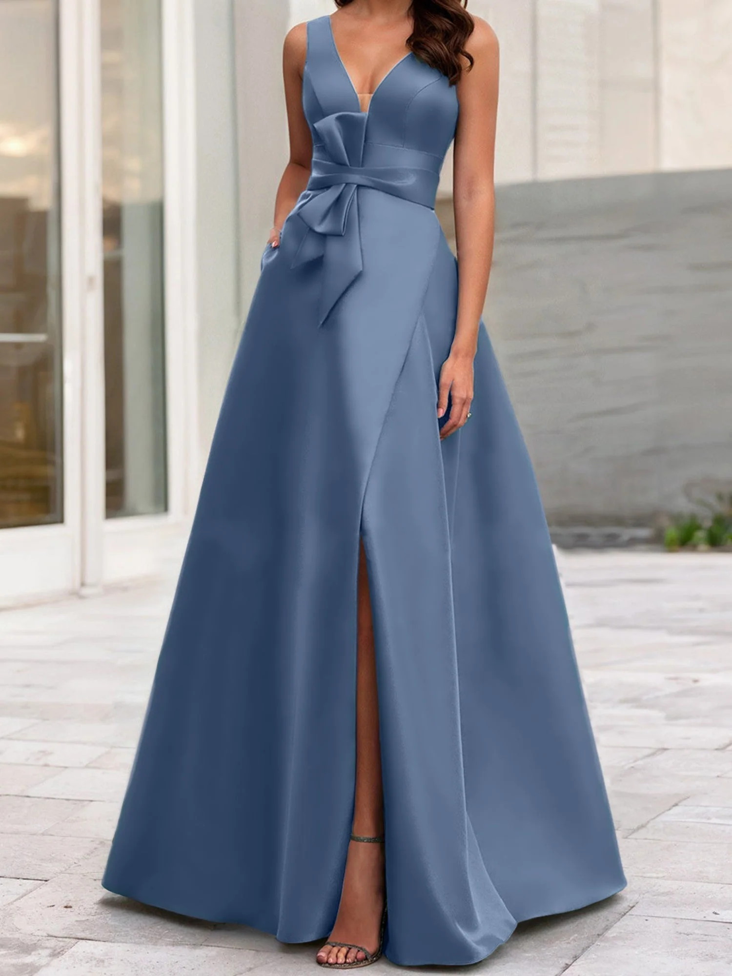 A-Line/Princess V-Neck Sleeveless Mother Of The Bride Dresses With Split Side - Image 127