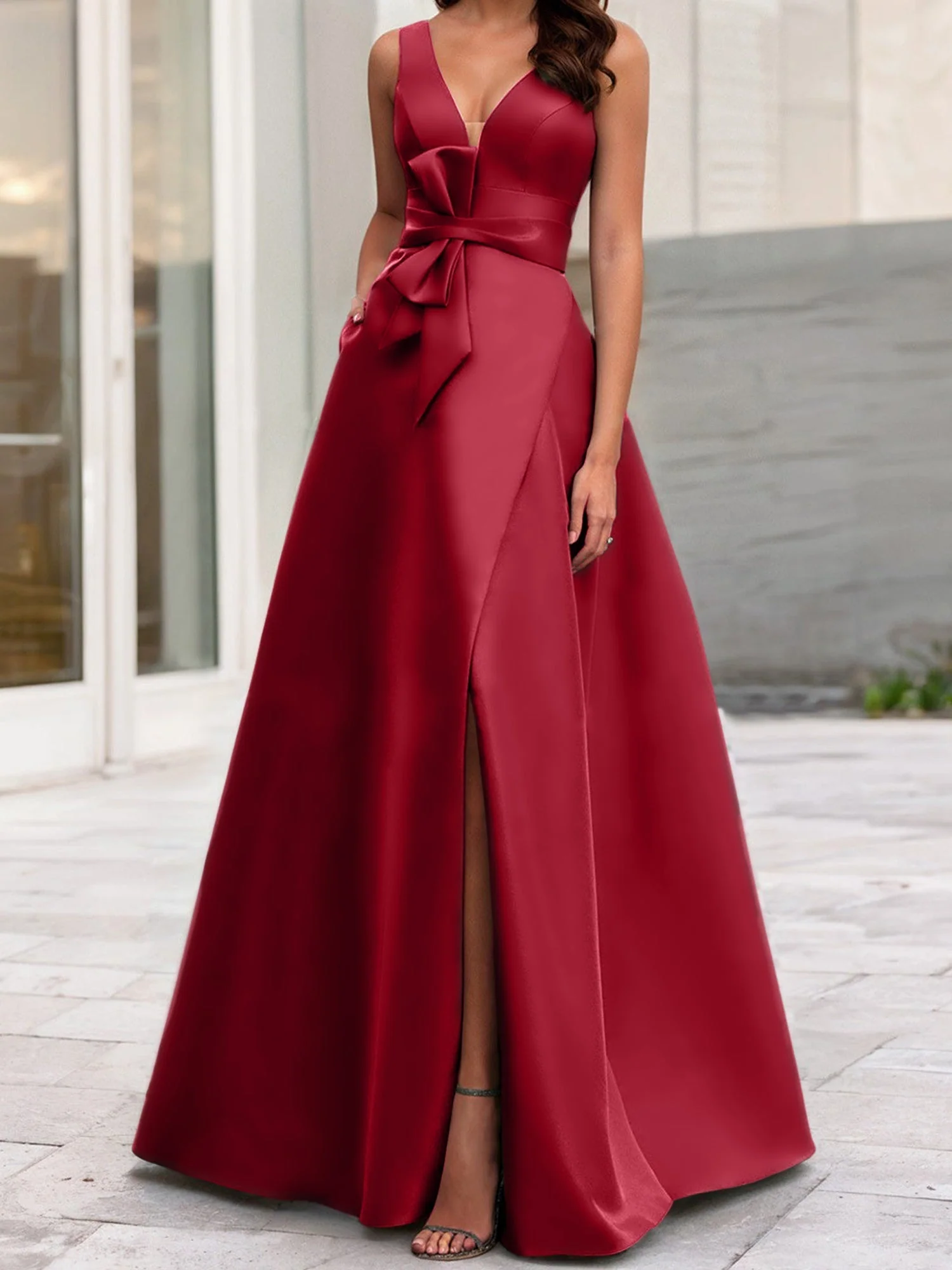 A-Line/Princess V-Neck Sleeveless Mother Of The Bride Dresses With Split Side - Image 133