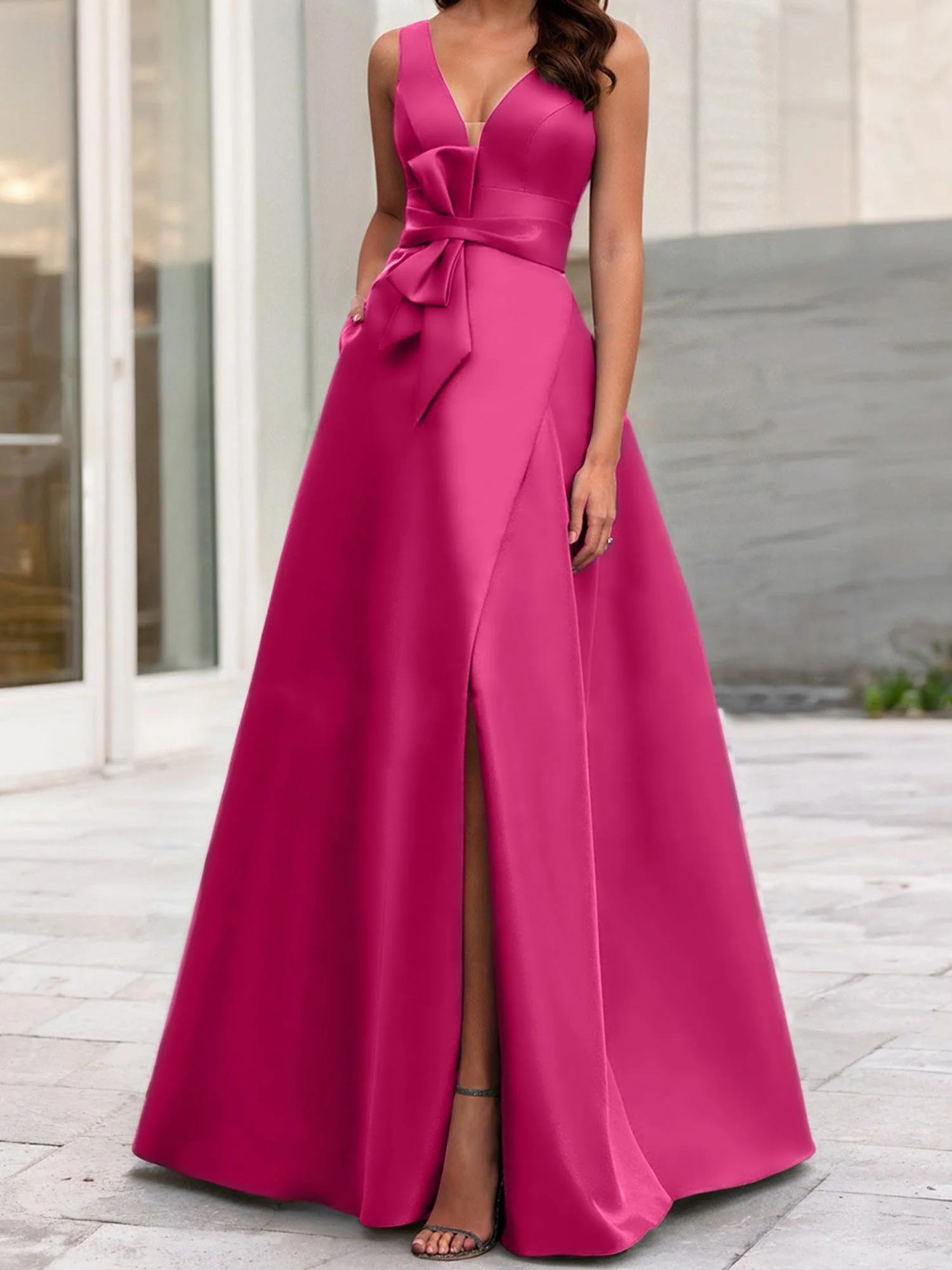 A-Line/Princess V-Neck Sleeveless Mother Of The Bride Dresses With Split Side - Image 20