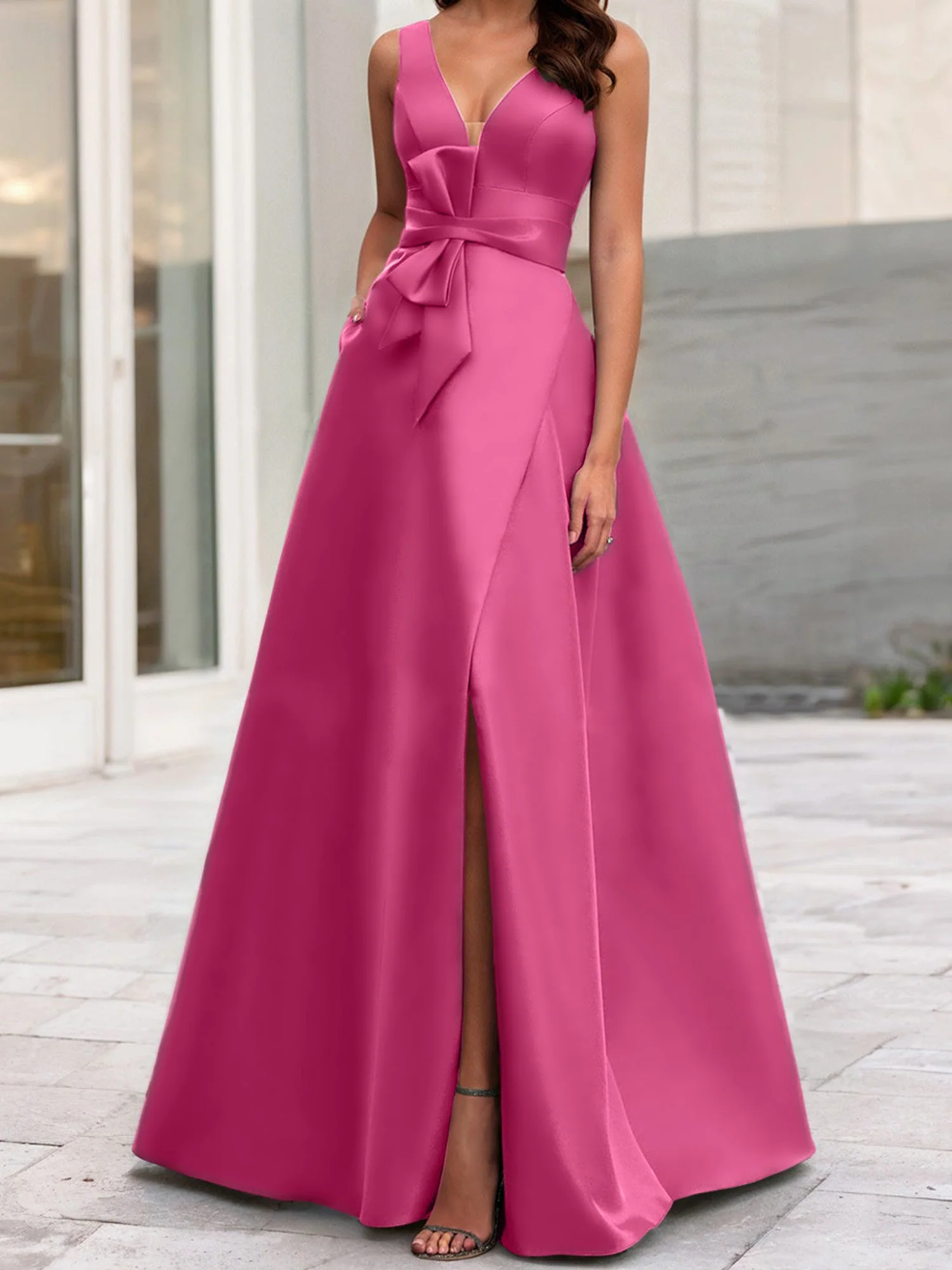 A-Line/Princess V-Neck Sleeveless Mother Of The Bride Dresses With Split Side - Image 24