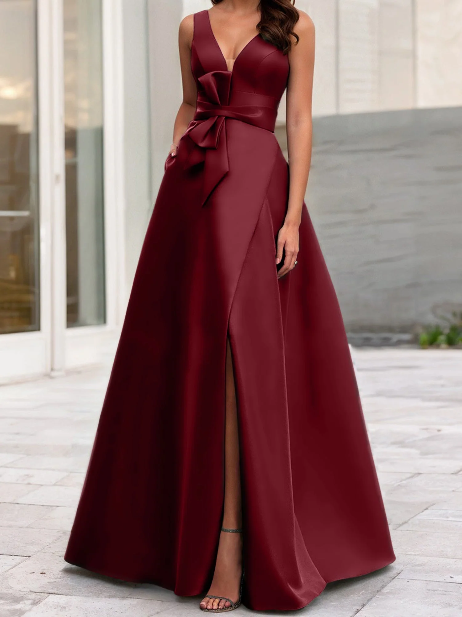 A-Line/Princess V-Neck Sleeveless Mother Of The Bride Dresses With Split Side - Image 28