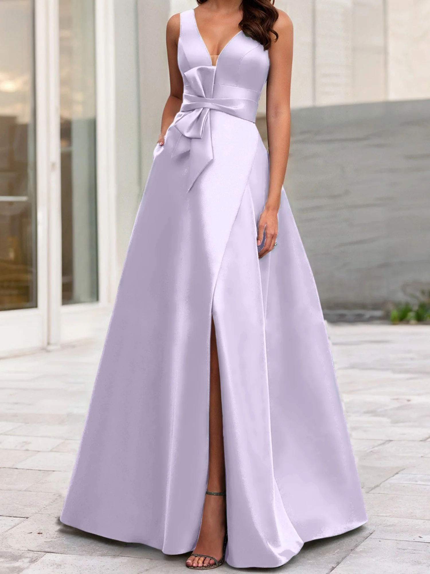 A-Line/Princess V-Neck Sleeveless Mother Of The Bride Dresses With Split Side - Image 34