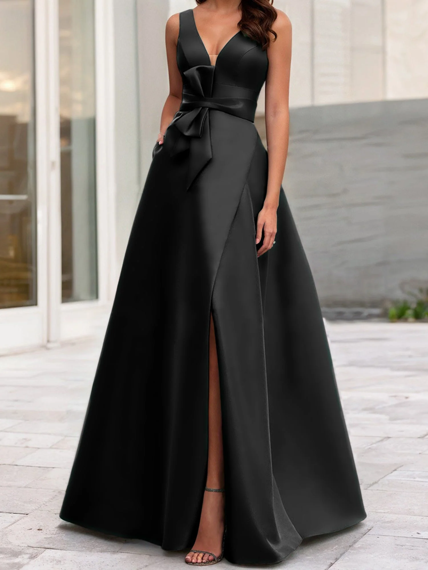 A-Line/Princess V-Neck Sleeveless Mother Of The Bride Dresses With Split Side - Image 4