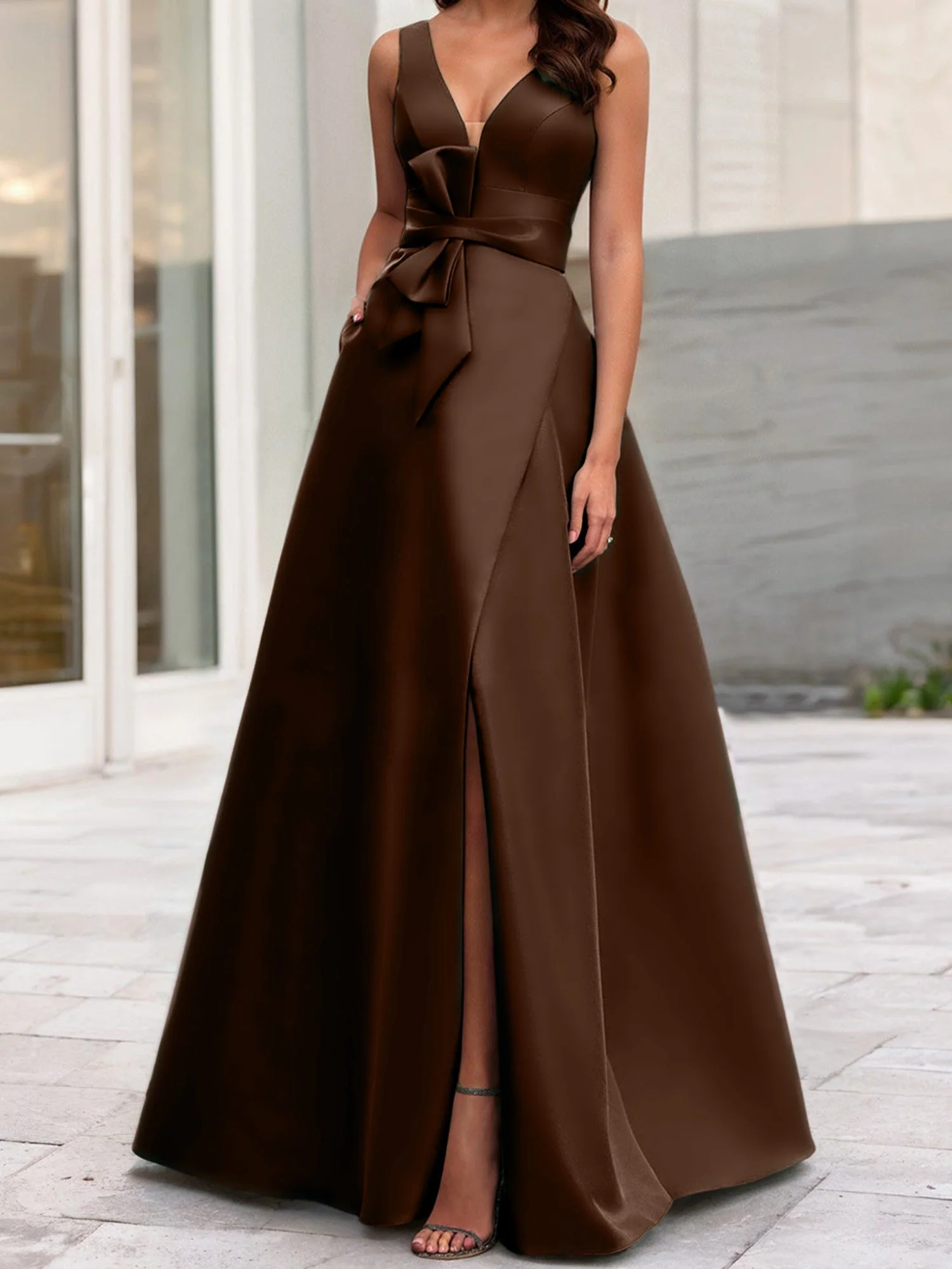 A-Line/Princess V-Neck Sleeveless Mother Of The Bride Dresses With Split Side - Image 6
