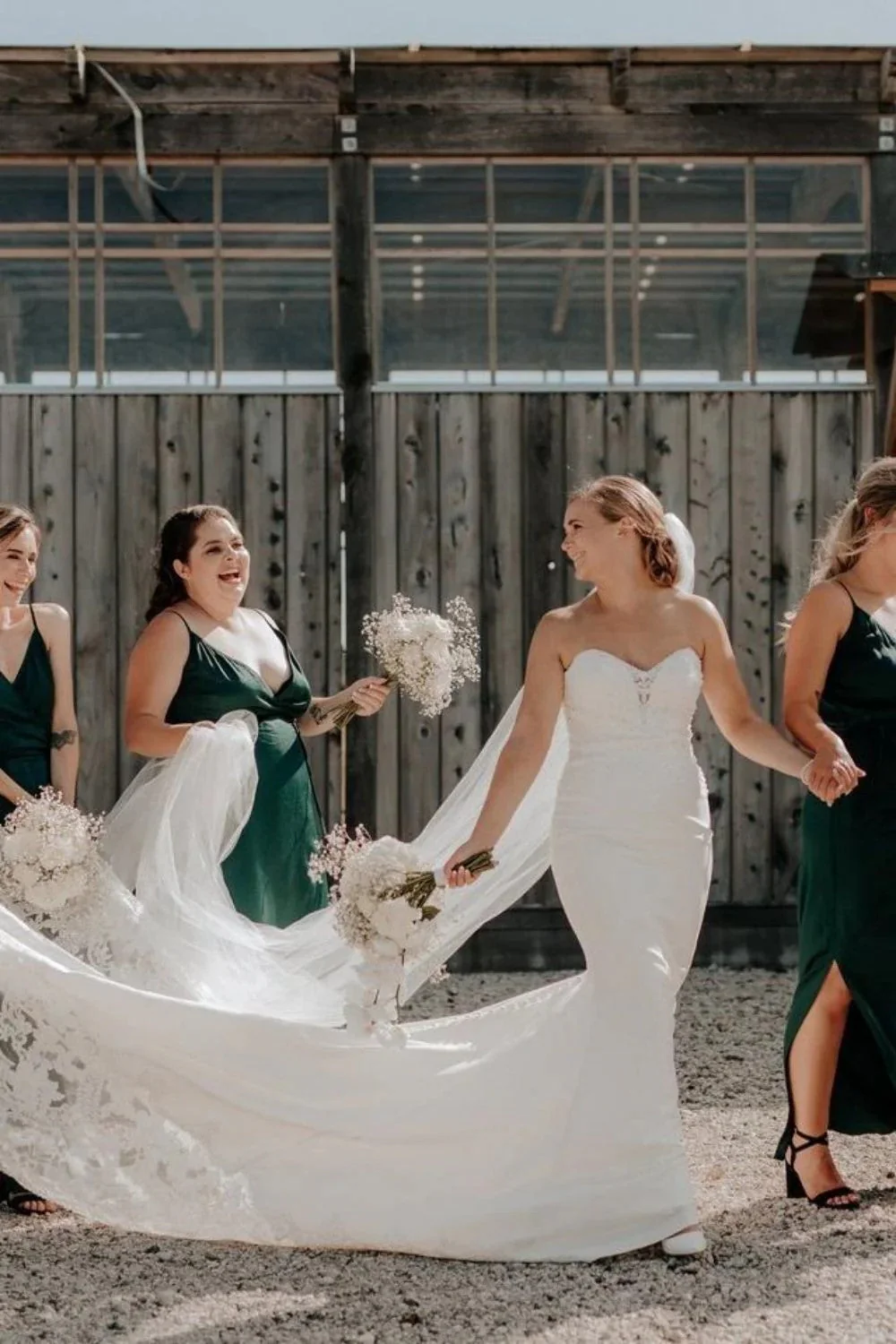 A Line Spaghetti Straps Green Long Bridesmaid Dress with Split - Image 3