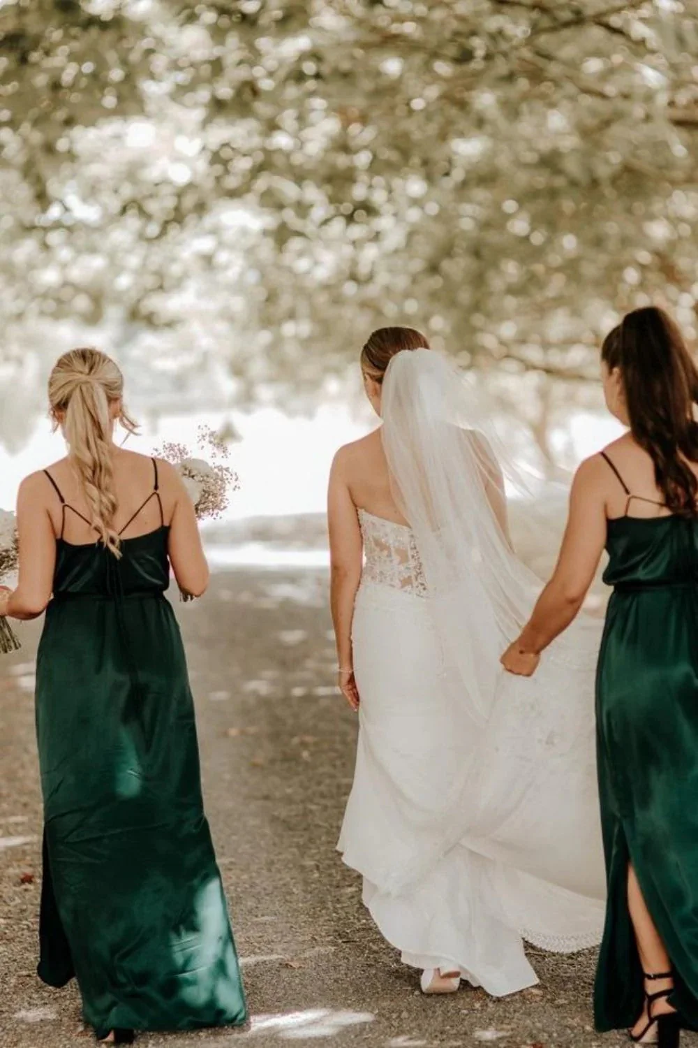 A Line Spaghetti Straps Green Long Bridesmaid Dress with Split - Image 4