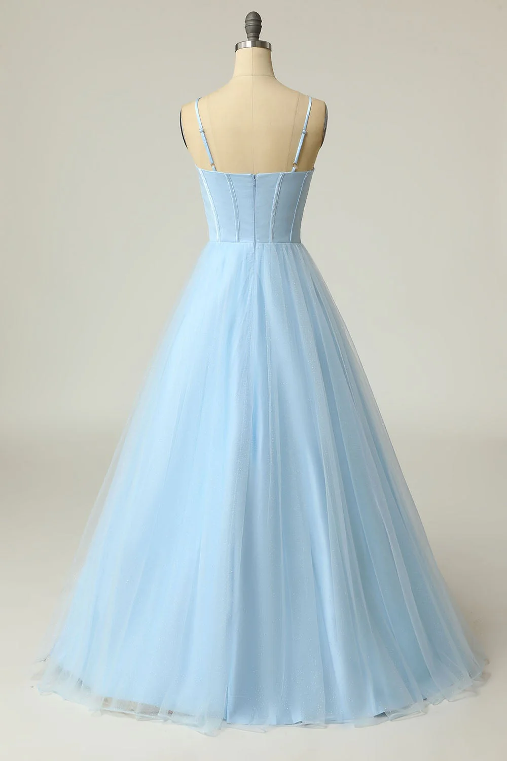 A Line Spaghetti Straps Light Purple Long Prom Dress - Image 8