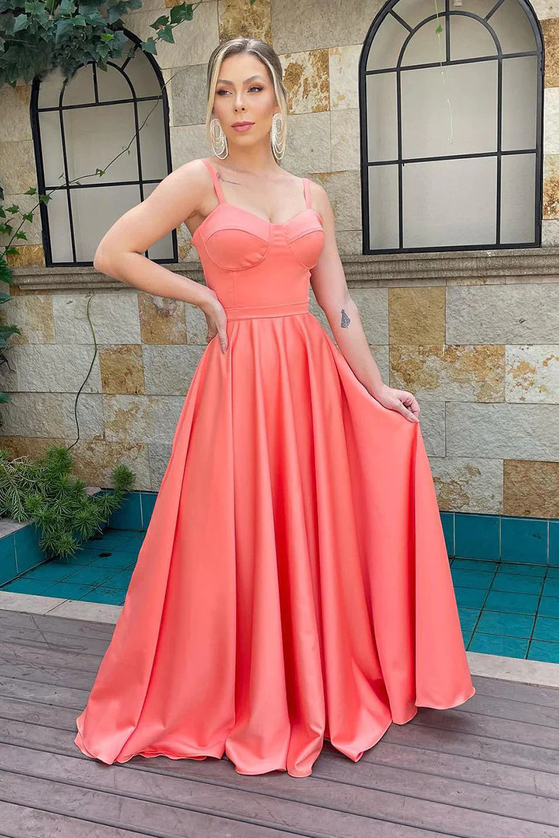 A Line Spaghetti Straps Sweetheart Ruched Long Bridesmaid Dress - Image 5