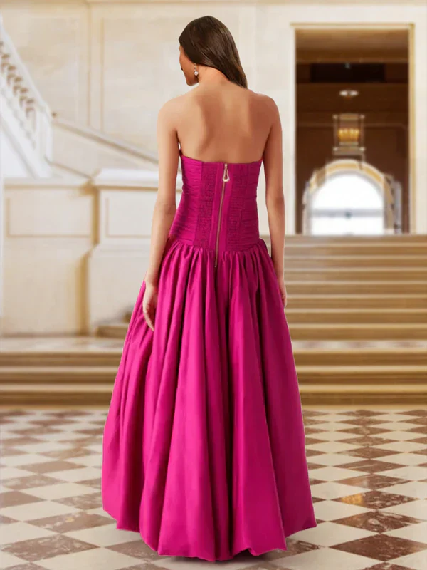 A-Line Strapless Sleeveless Evening Dresses with Ruched - Image 3