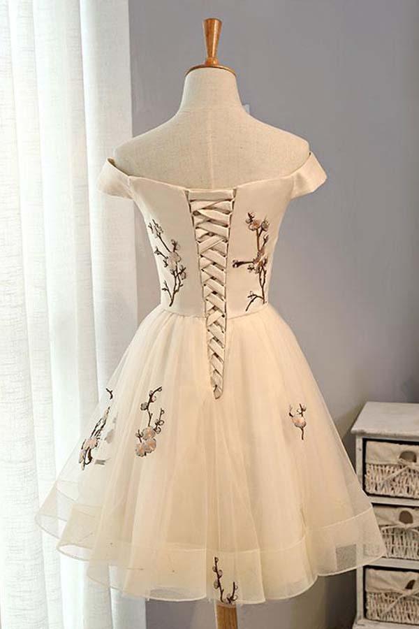 A-line Tulle Short Prom Dress Homecoming Dress With Embroidery PD130 - Image 3