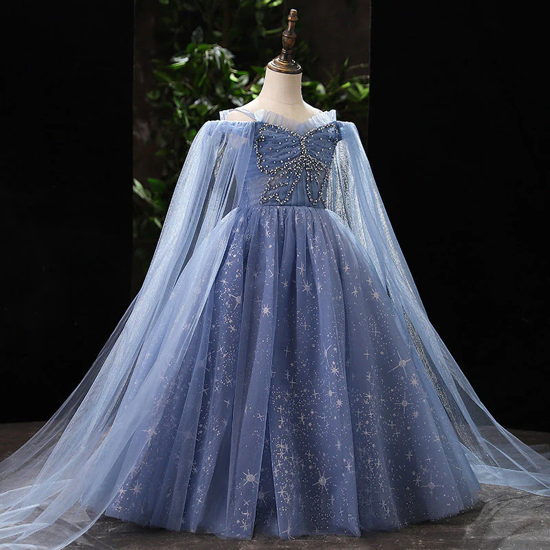 Toddler Ball Gowns Flower Girl Summer Blue Formal Gray Puffy Communion Princess Dress - Image 3