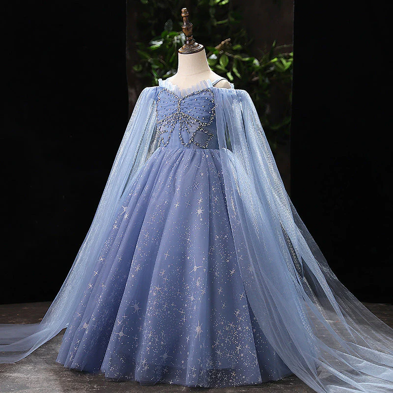 Toddler Ball Gowns Flower Girl Summer Blue Formal Gray Puffy Communion Princess Dress - Image 4